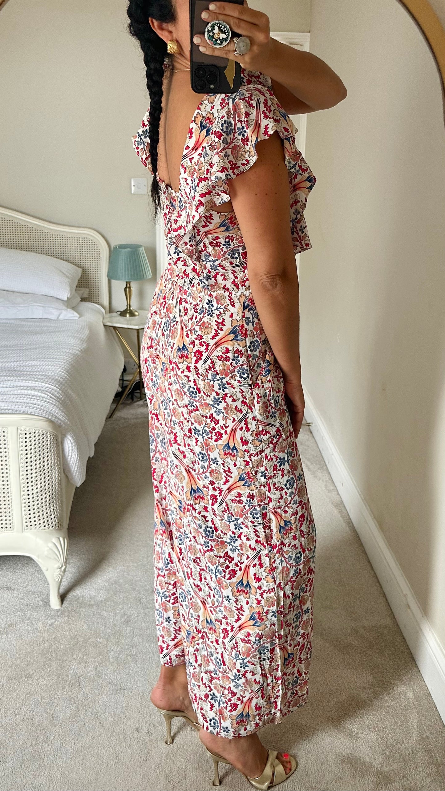 Somerset Alice Temperley coral white blue printed jumpsuit playsuit large UK 12 new bnwot