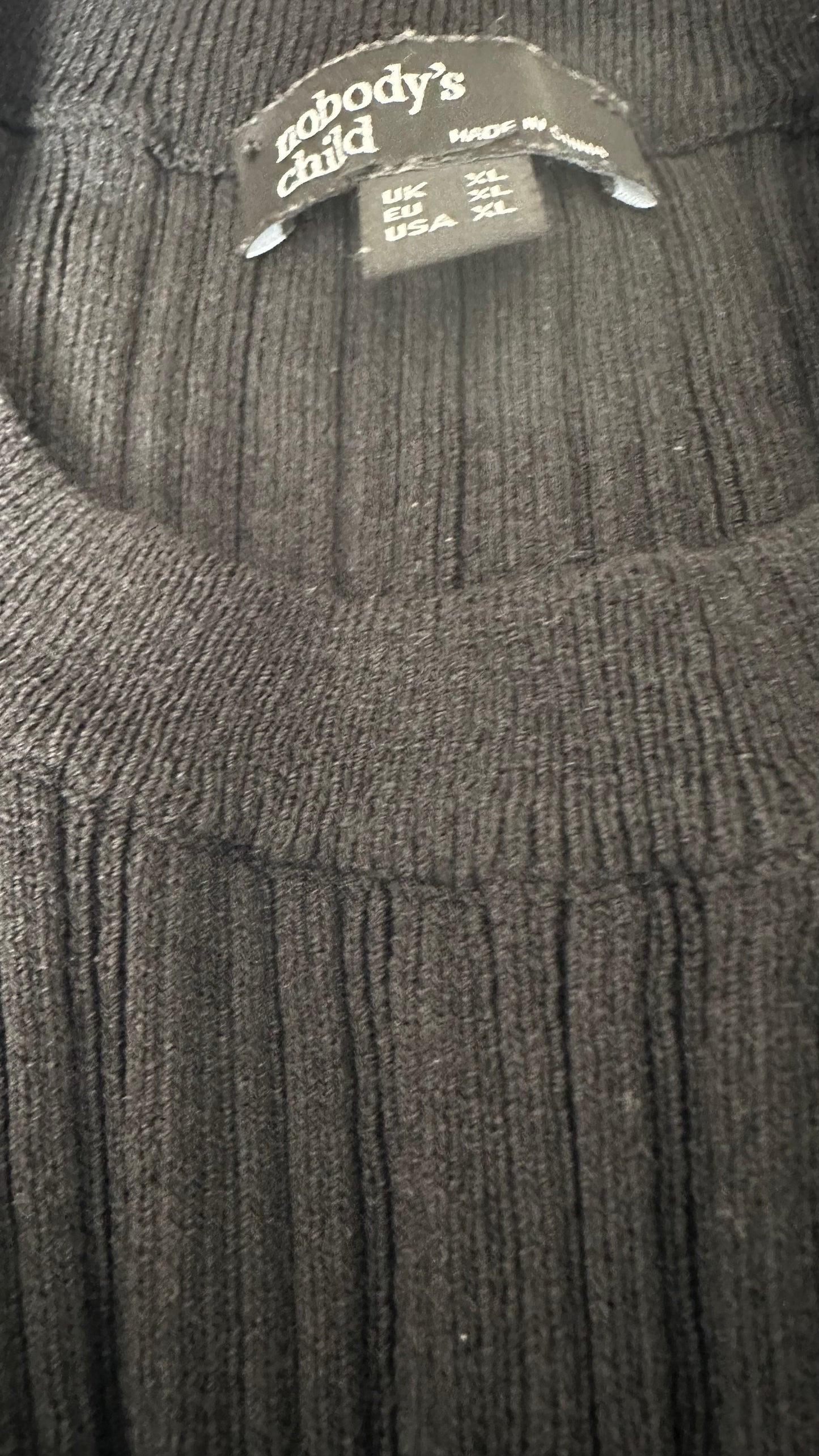 Nobody’s Child black ribbed knitted maxi long dress extra large UK 14 new bnwot w25