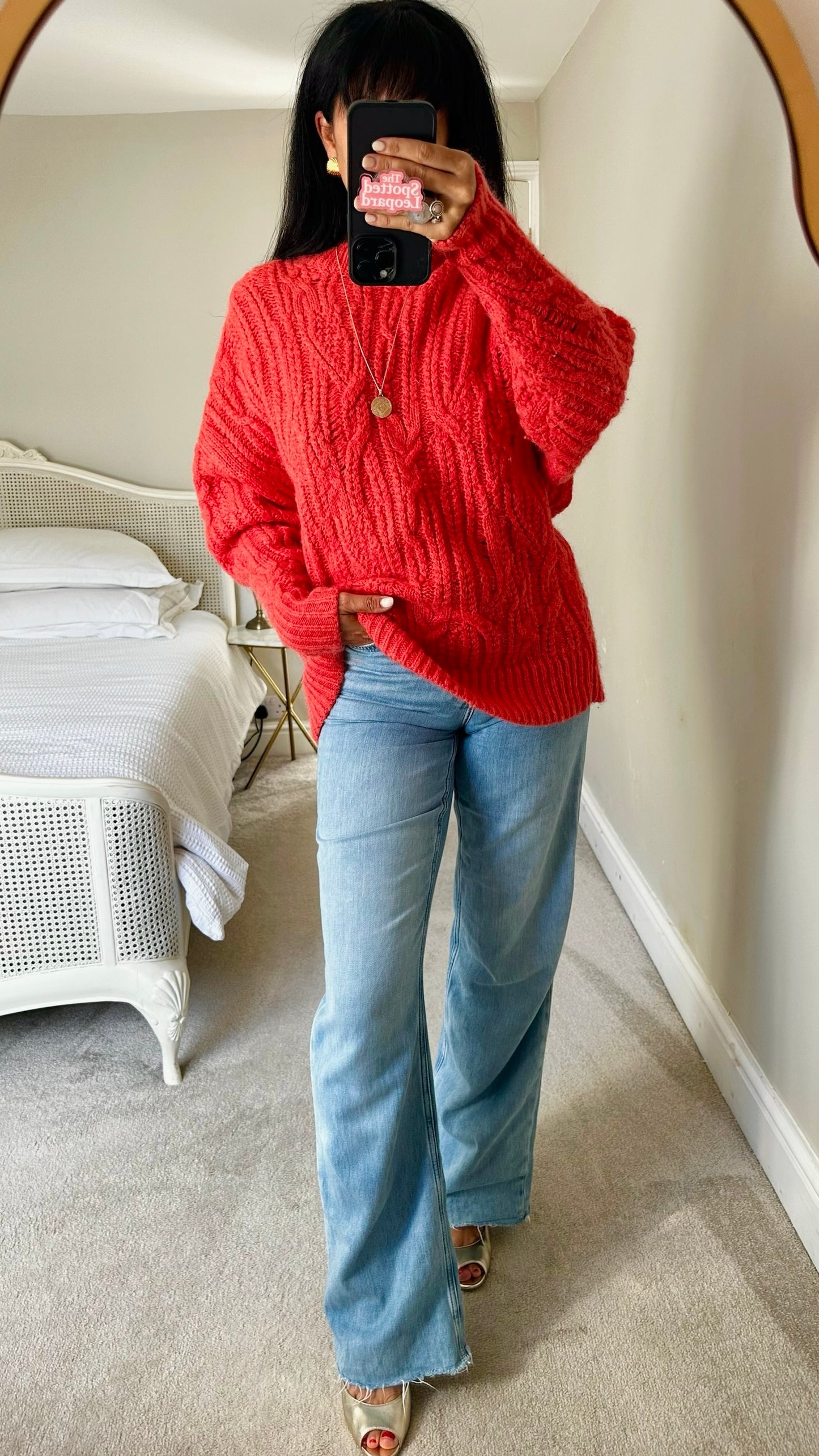 & Other stories coral pink knitted mohair blend jumper large L UK 12 excellent used condition