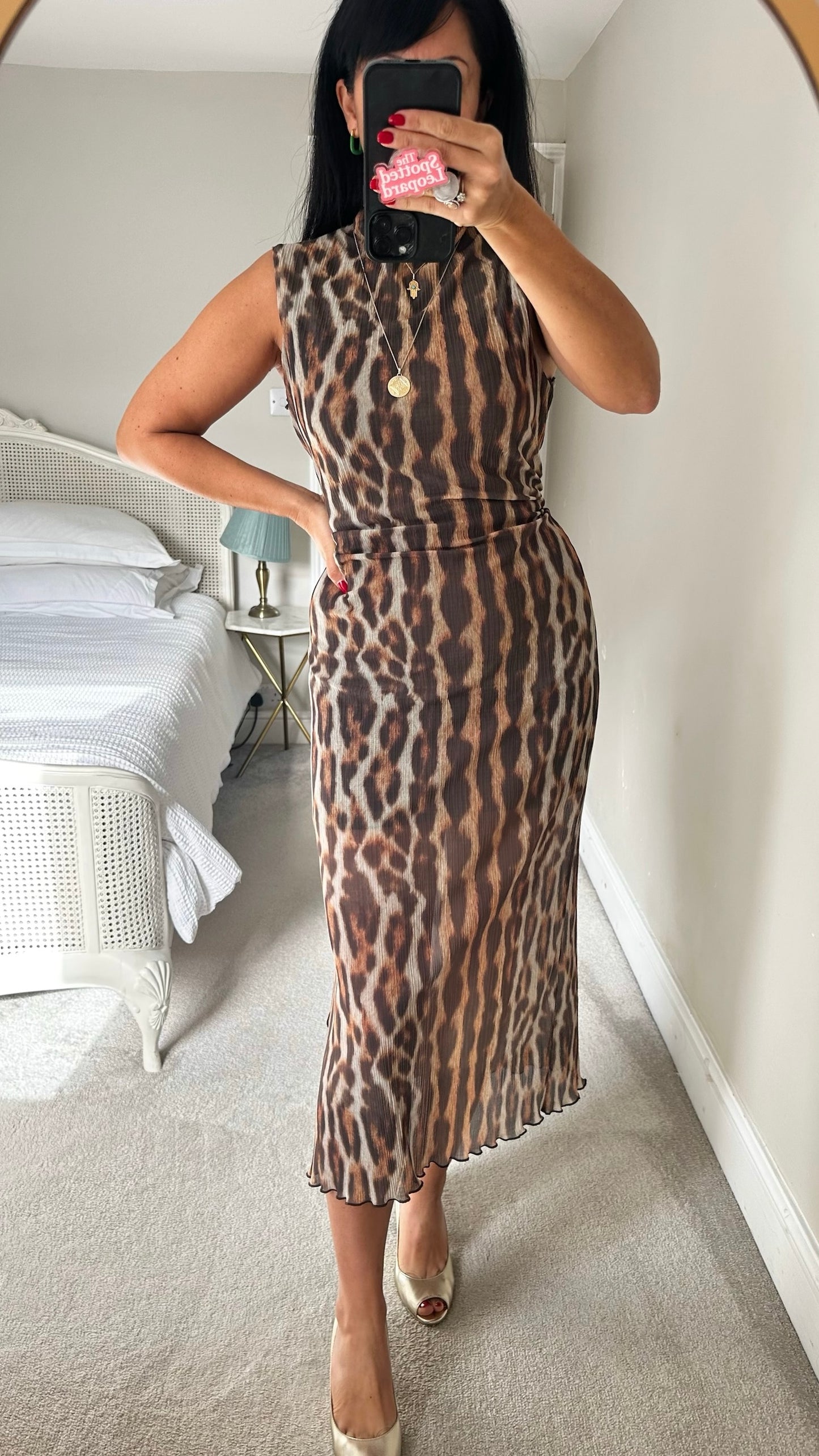Anthropologie leopard print evening event midi dress large UK 12-14 vgc