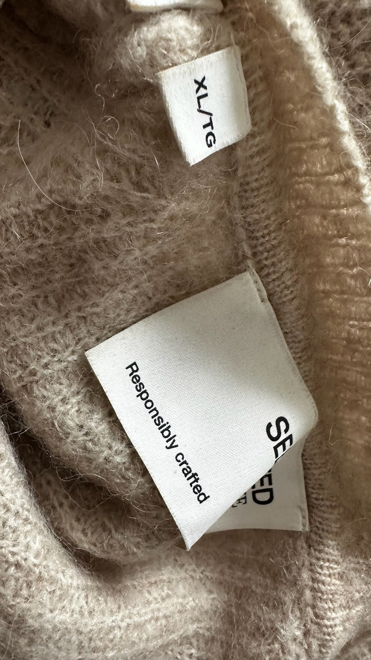 Selected femme @ Anthropologie beige cream oatmeal alpaca wool blend knitted cardigan extra large UK 14 vgc