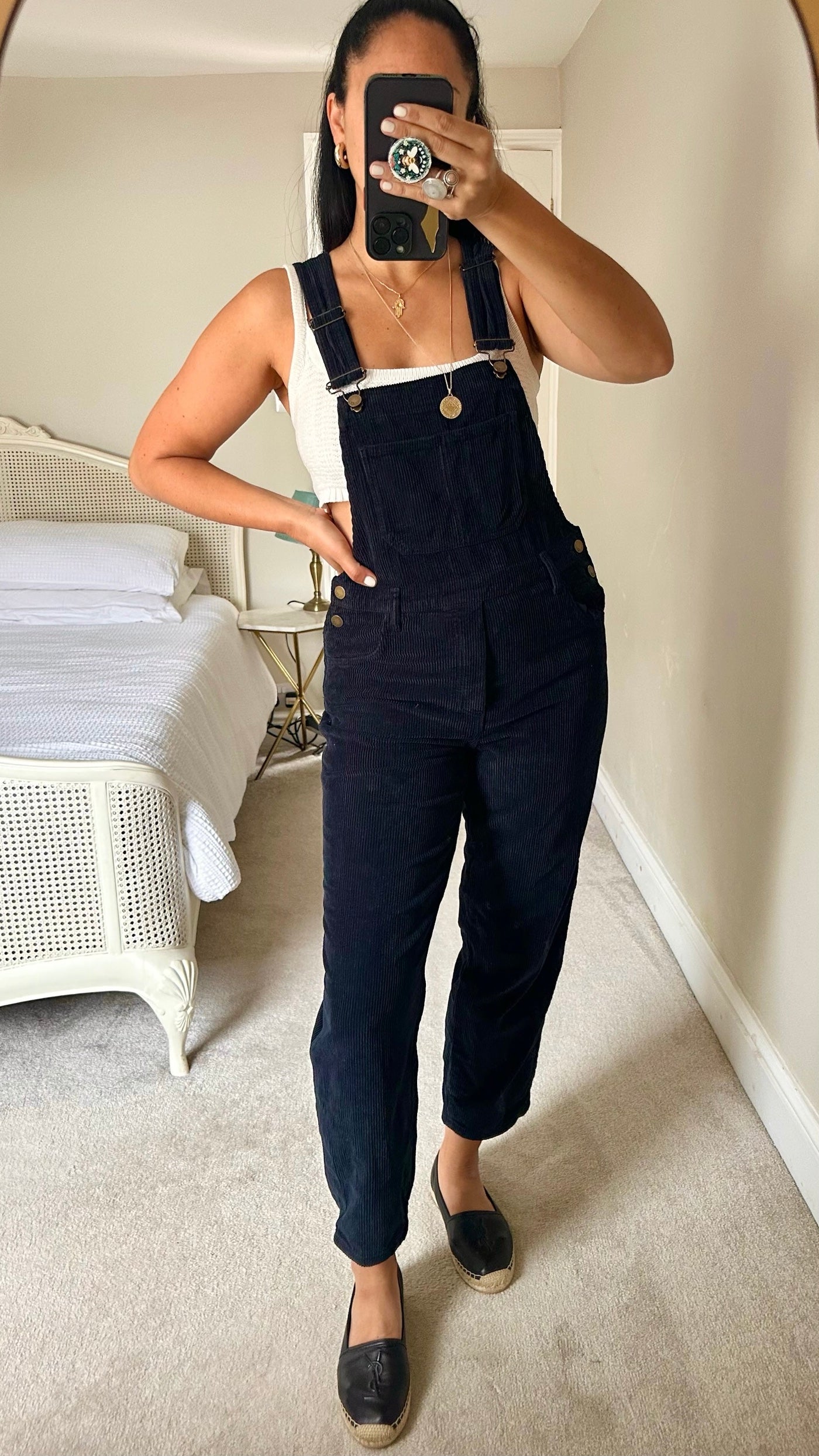 HUSH navy blue corduroy dungarees jumpsuit playsuit UK 8 vgc