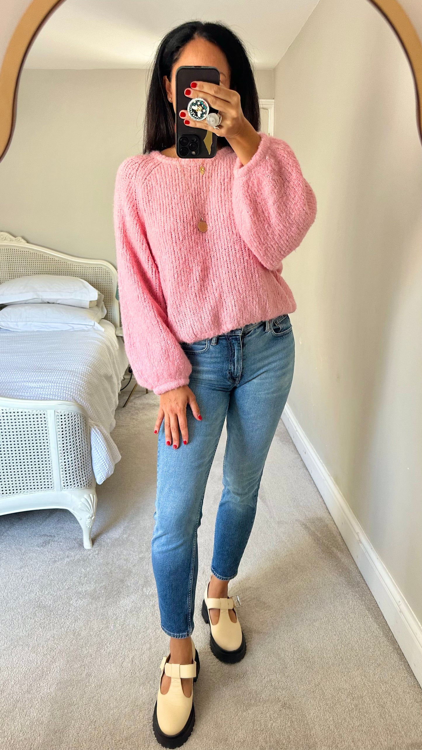 Oliver Bonas candy pink knitted jumper sweater extra large UK 14 vgc