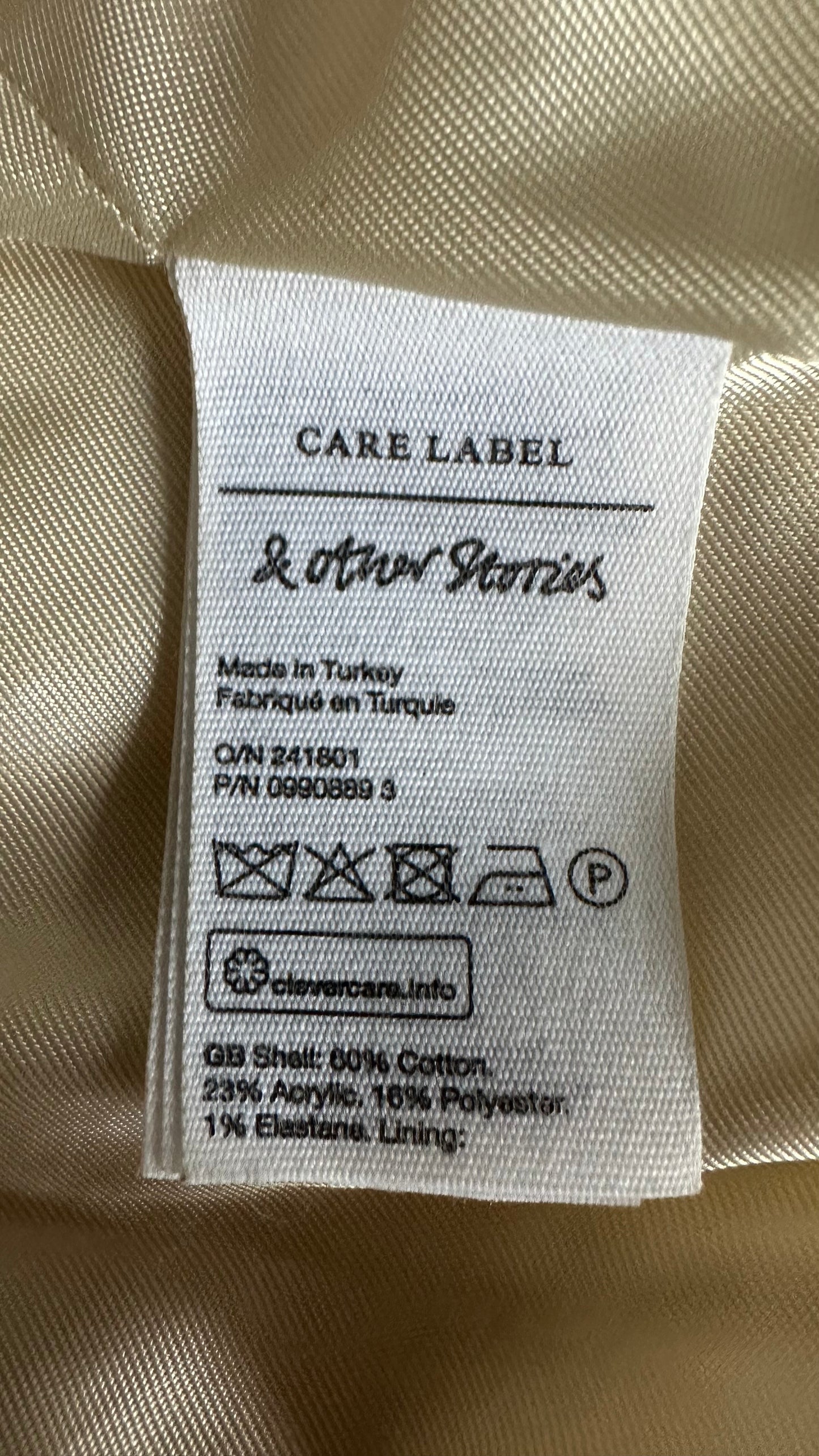 & other stories cream white tailored boxy jacket blazer medium UK 12 vgc