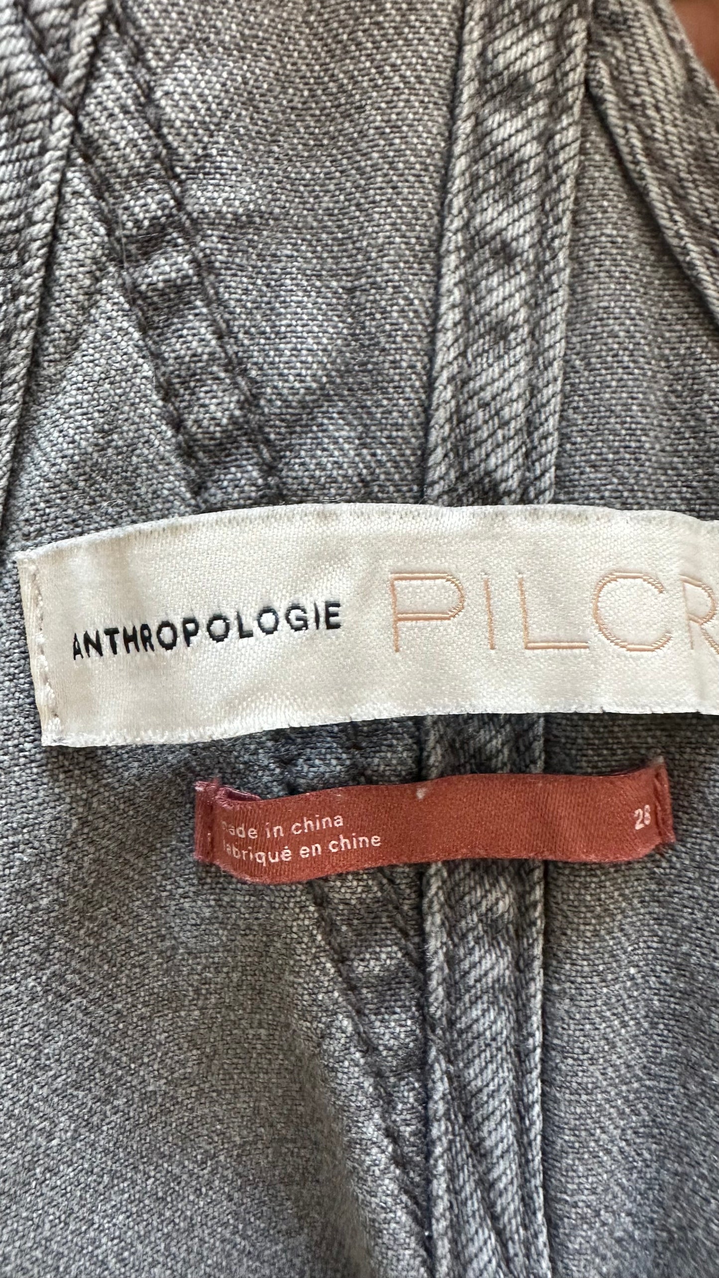 Pilcro @ Anthropologie light grey denim jeans dungarees jumpsuit small medium UK 8 10 vgc