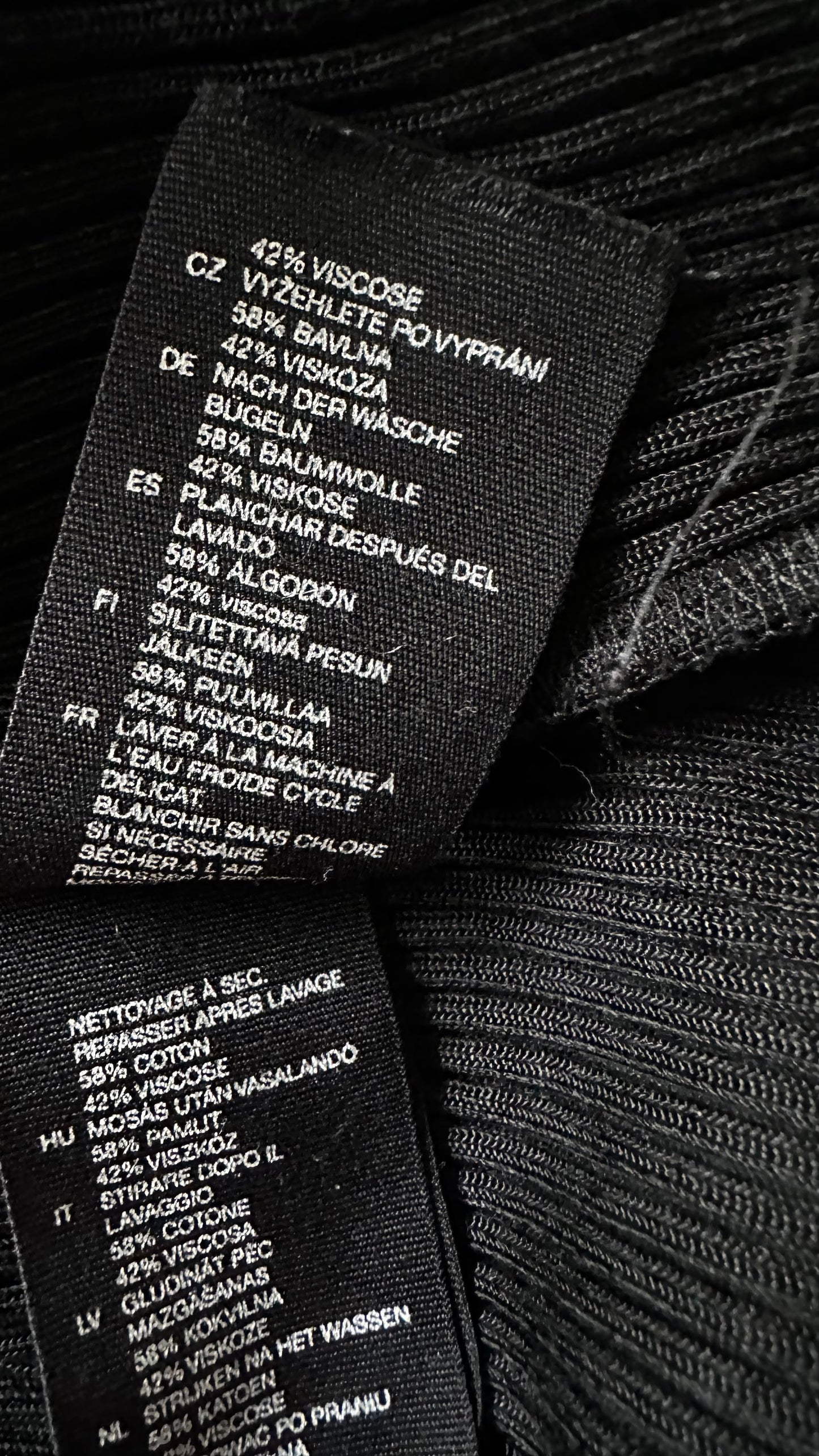 & other stories black ribbed side split midi dress small UK 8-10 vgc