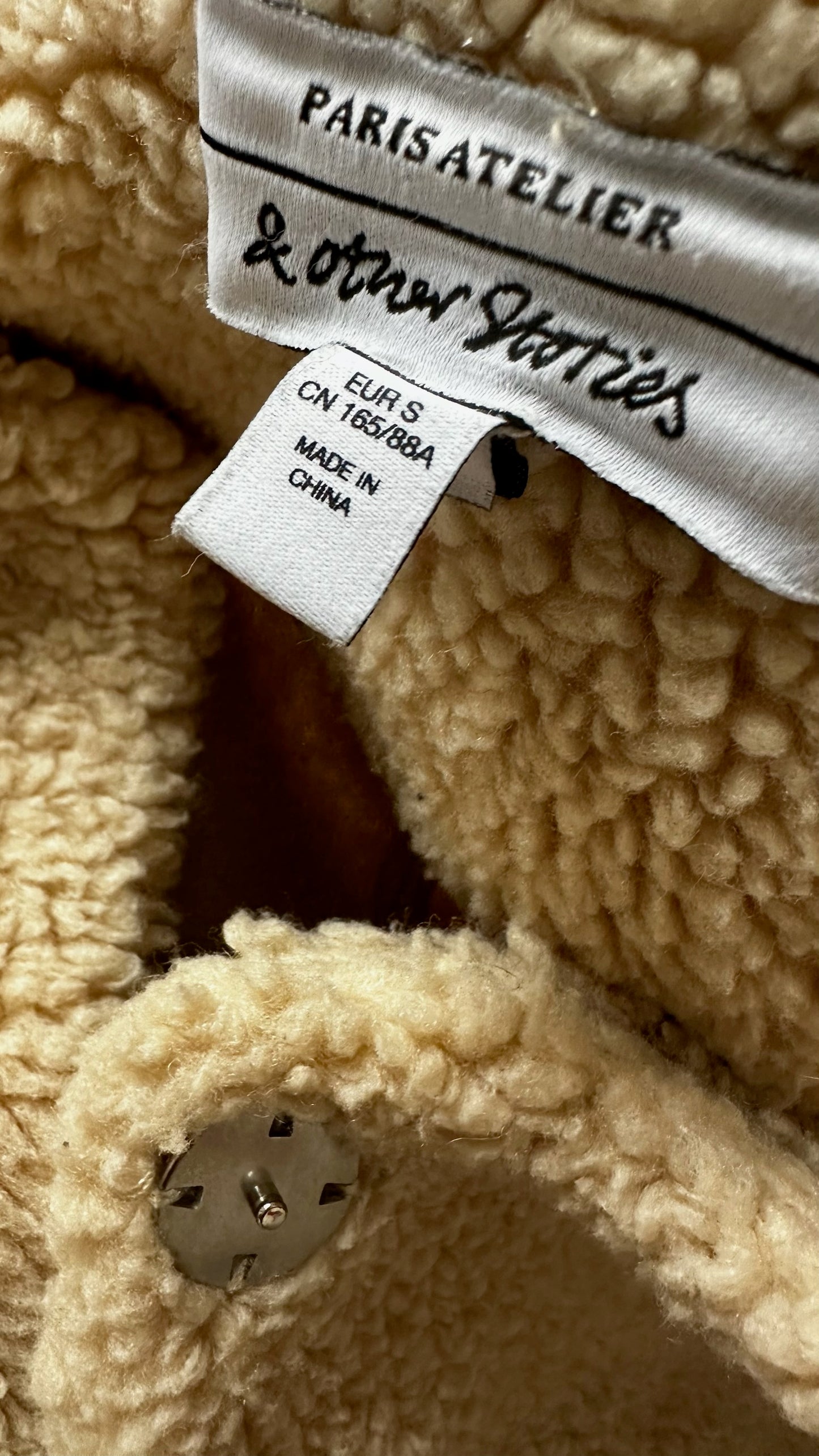 & other stories cream teddy borg coat small UK 8-10 vgc