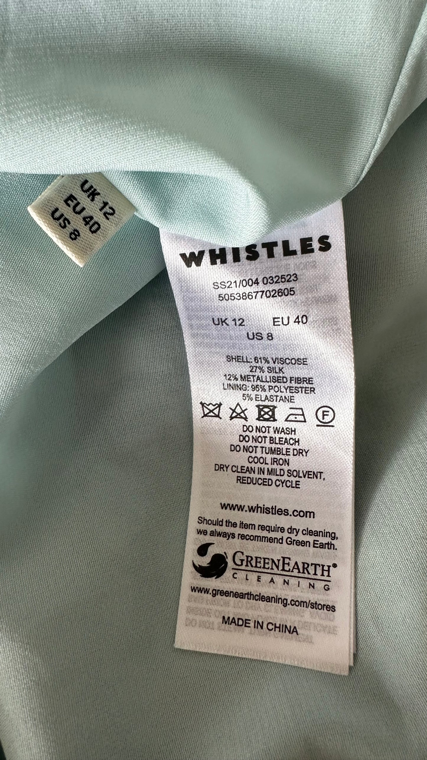 Whistles turquoise green gold strappy event midi dress medium UK 12 vgc