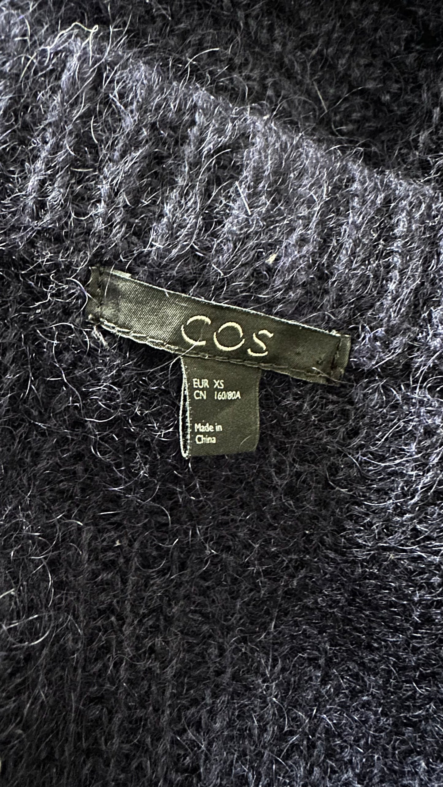 COS navy blue mohair wool blend knitted cardigan jumper small UK 8 vgc