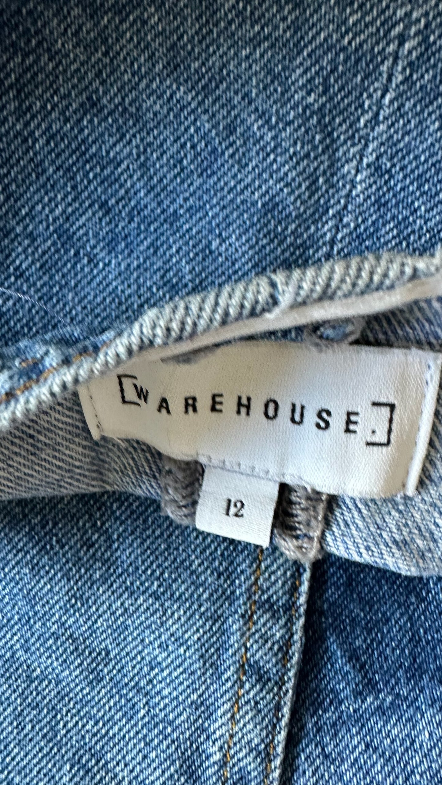 Warehouse patchwork denim casual day dress large UK 12 vgc w25