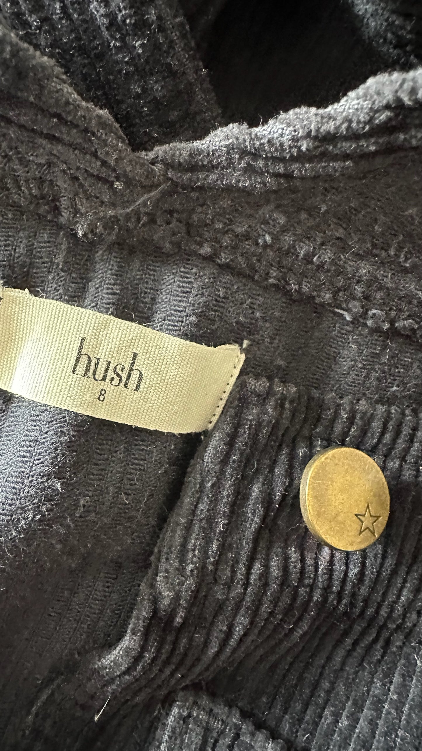 HUSH navy blue corduroy dungarees jumpsuit playsuit UK 8 vgc