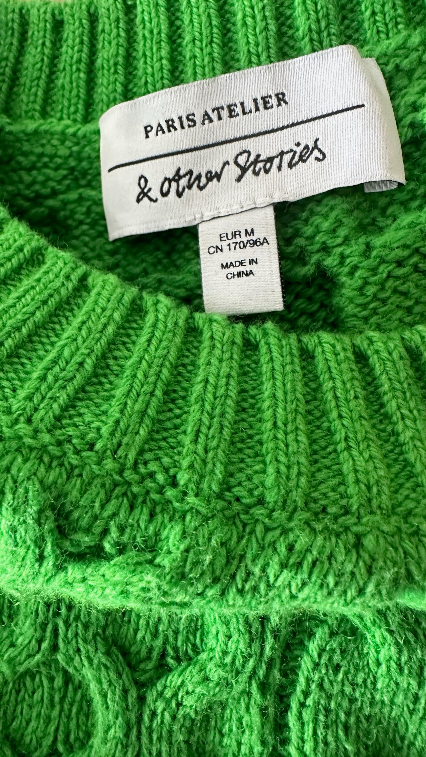 & other stories pea green knitted jumper large UK 12 vgc w25