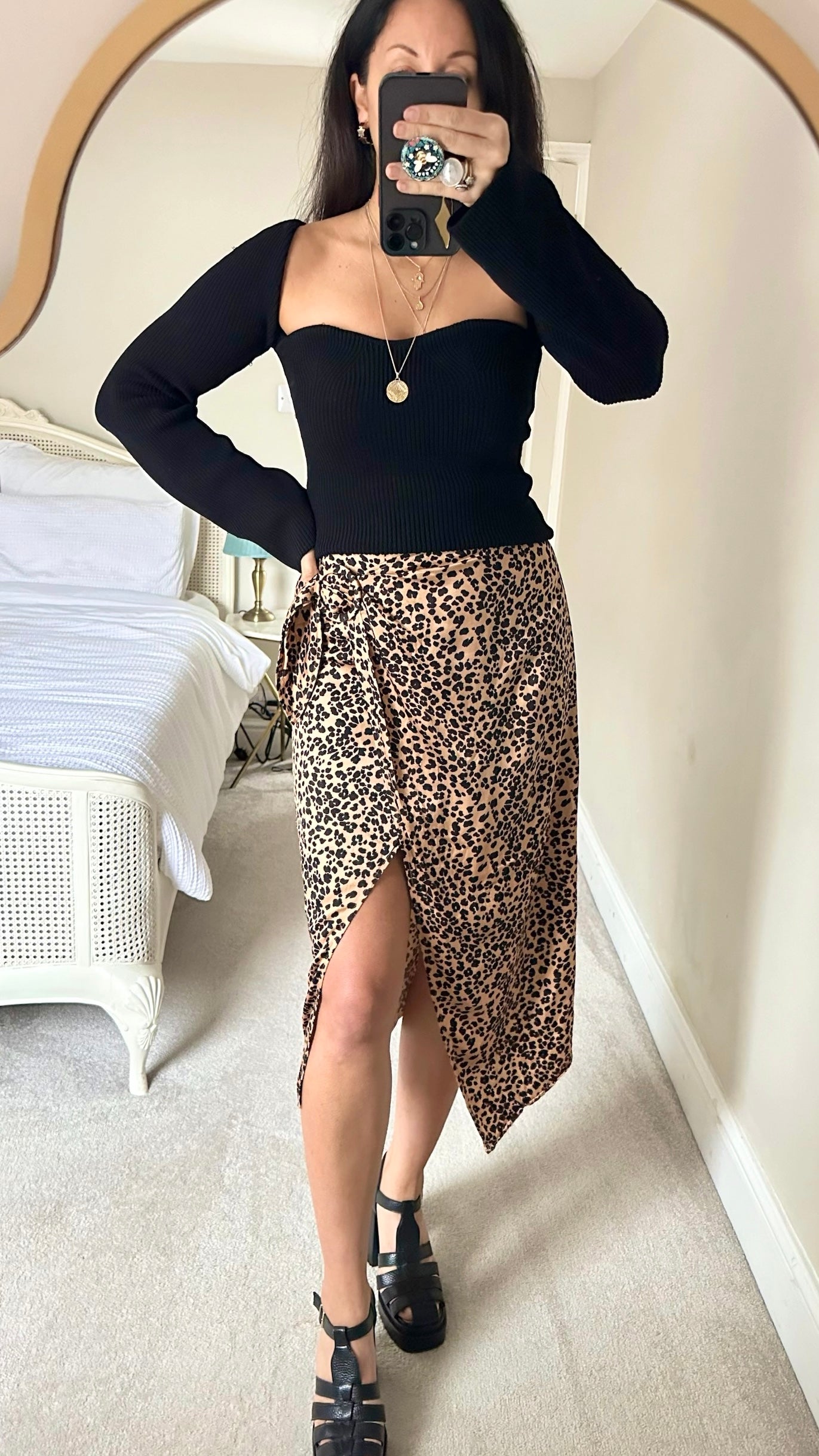 & Other stories leopard print side tie midi wrap skirt medium extra large M UK 10 14 vgc