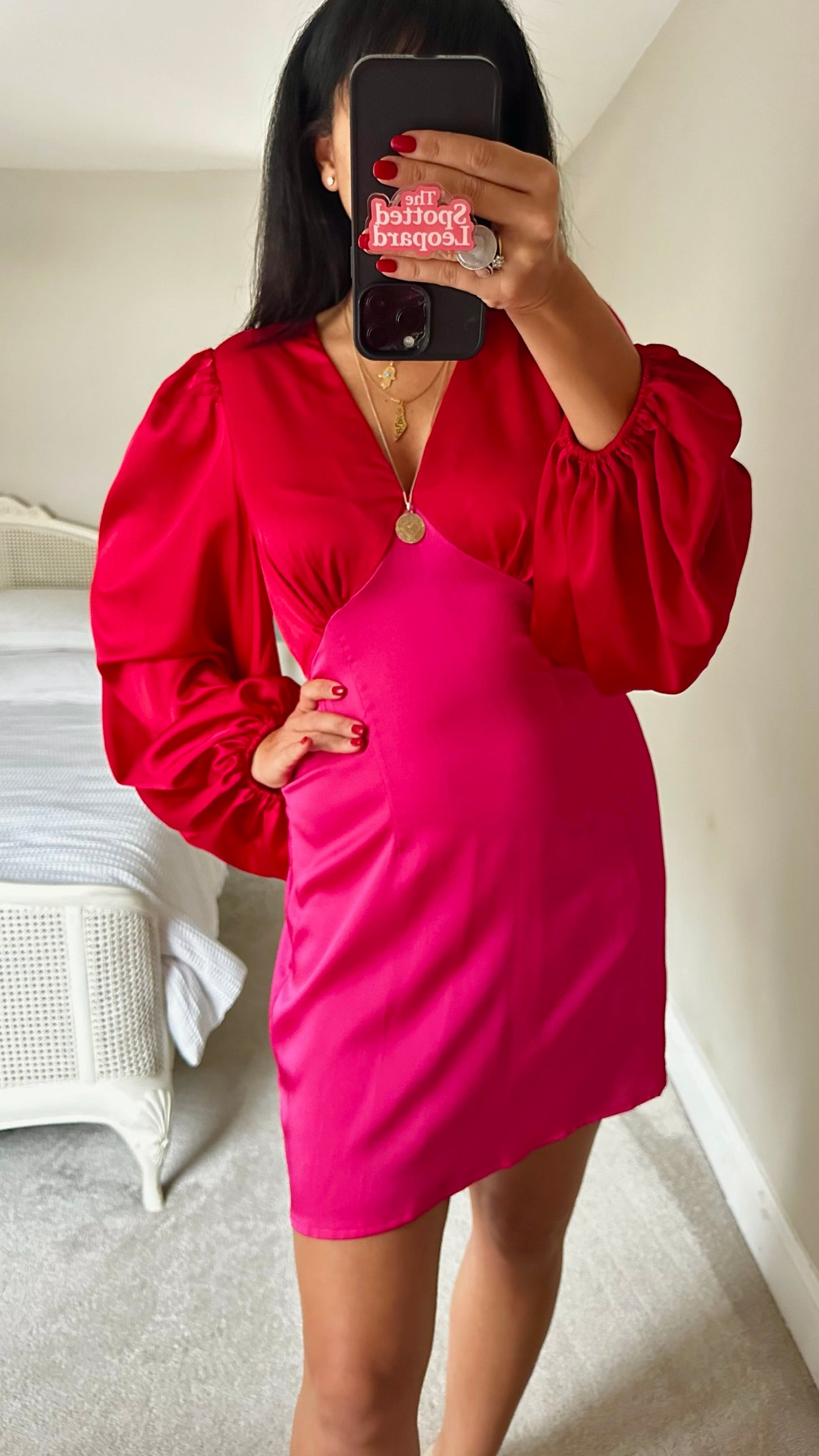 Never Fully Dressed red pink mini party christmas dress extra large UK 14 vgc