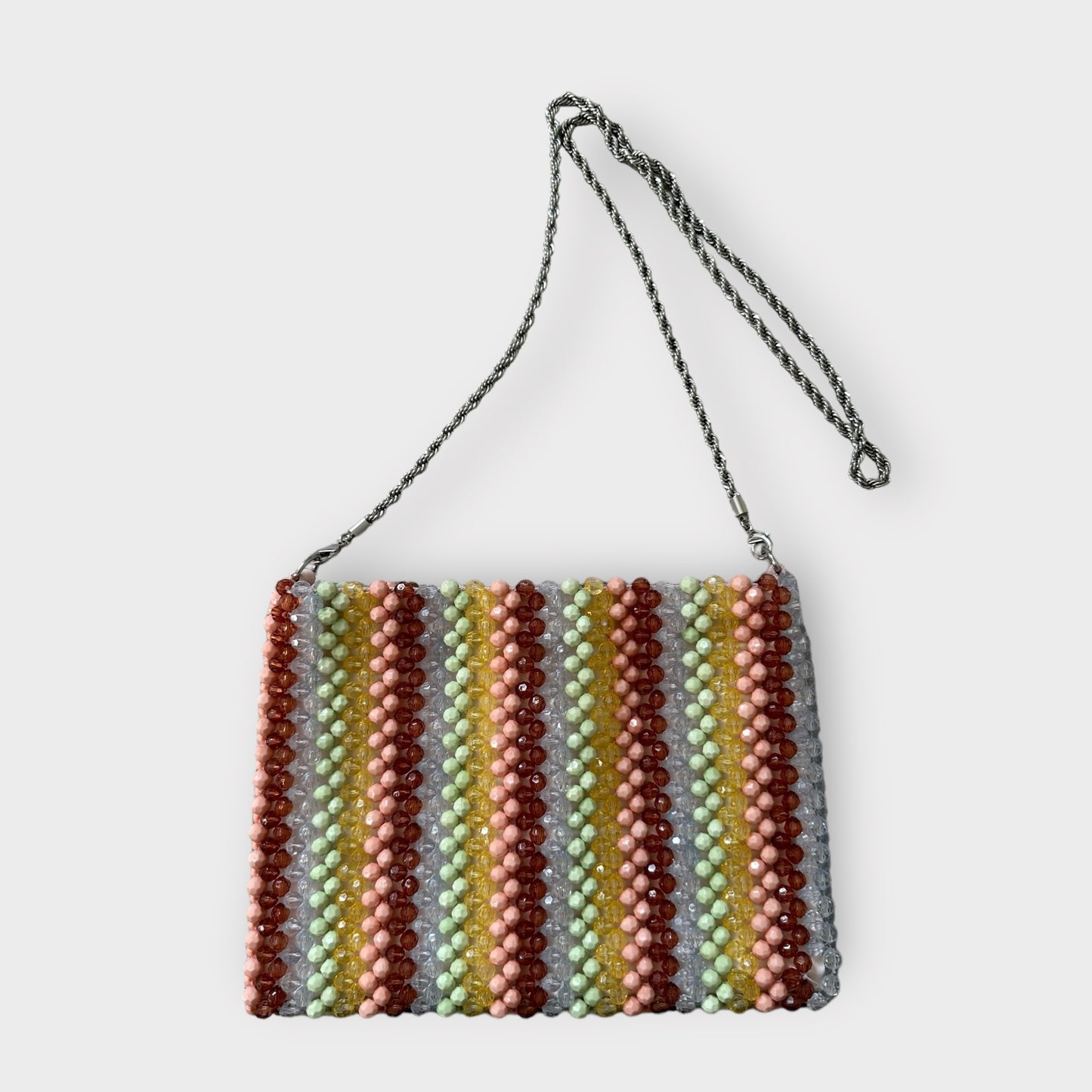 Loeffler Randall multi colour beaded clutch wedding guest handbag small vgc