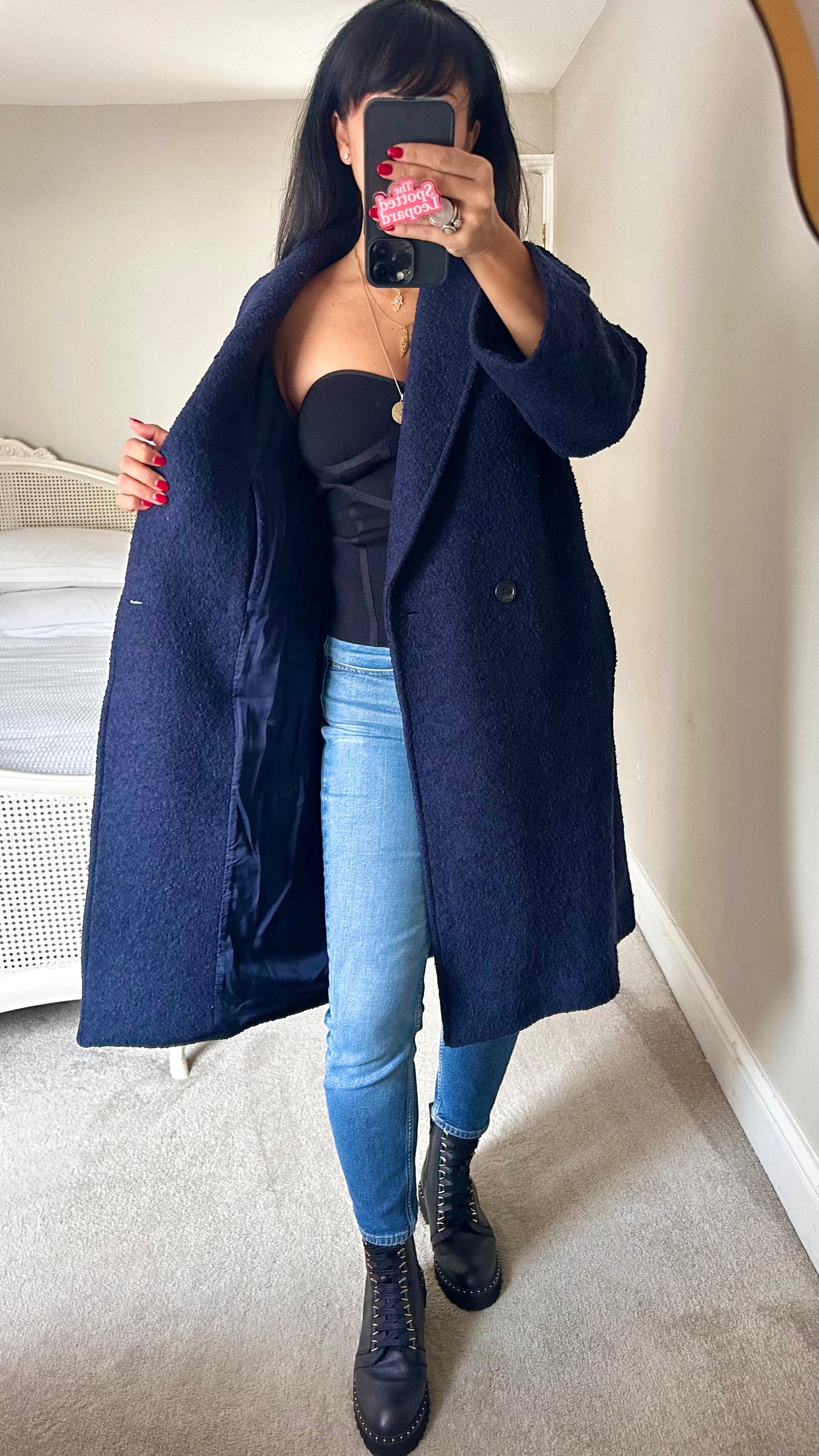 & other stories navy blue wool blend coat jacket medium large UK 10-12 vgc