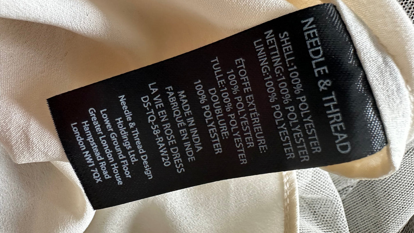 Needle & Thread @ Net a Porter black cream tulle event party dress small UK 8 vgc