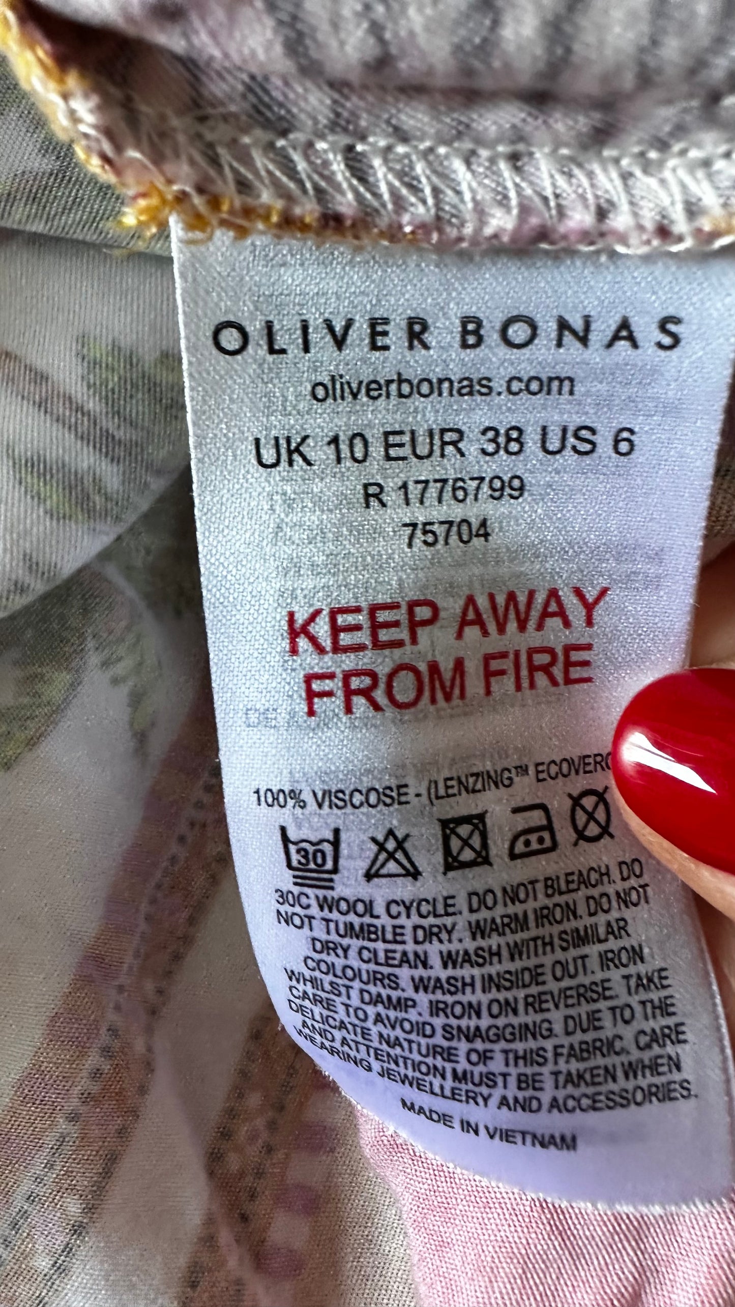 Oliver Bonas red pink shell print holiday shirt dress small medium UK 10-12 vgc