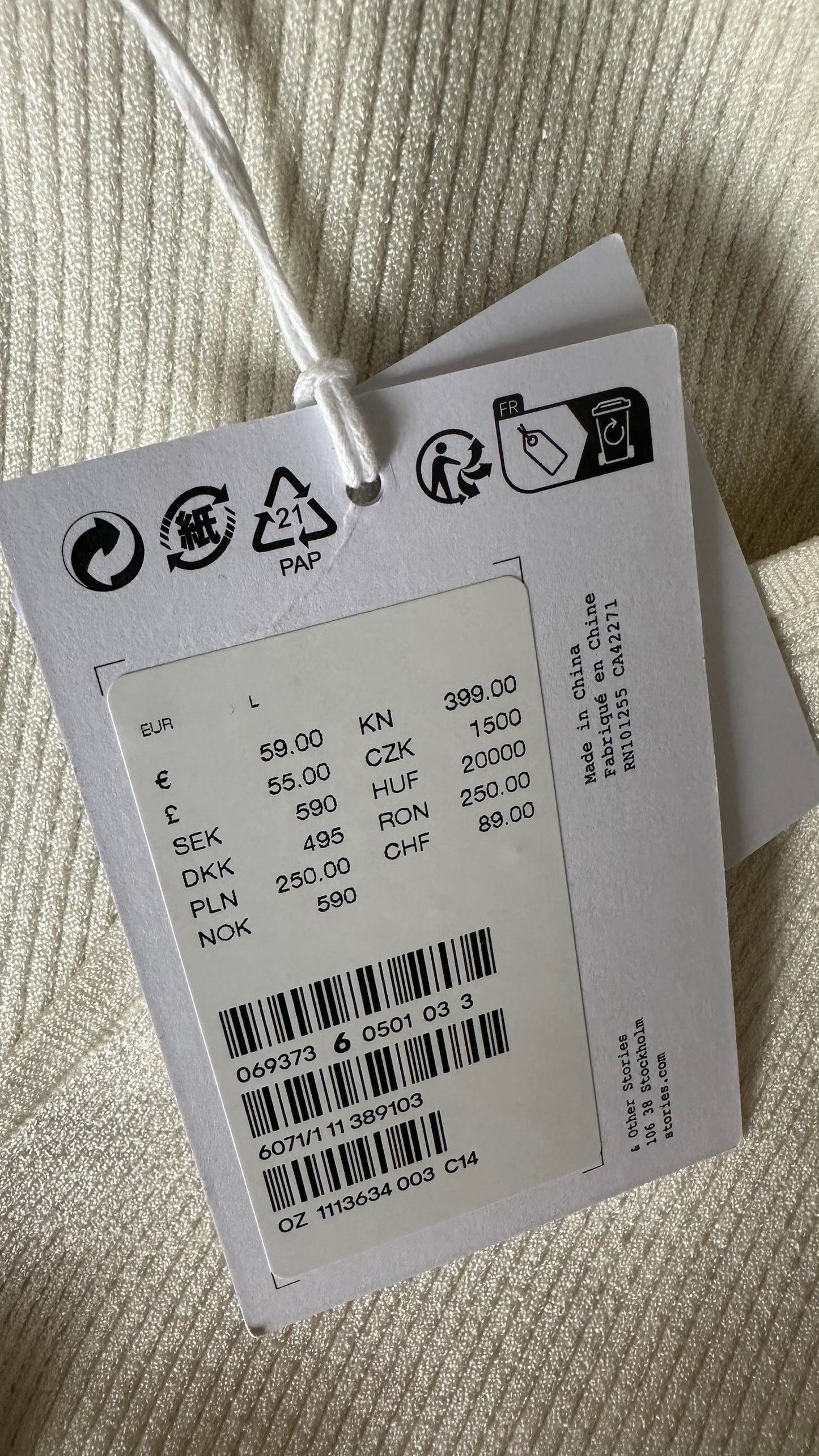 & other stories white ribbed jumper top small UK 8-10 bnwt w25