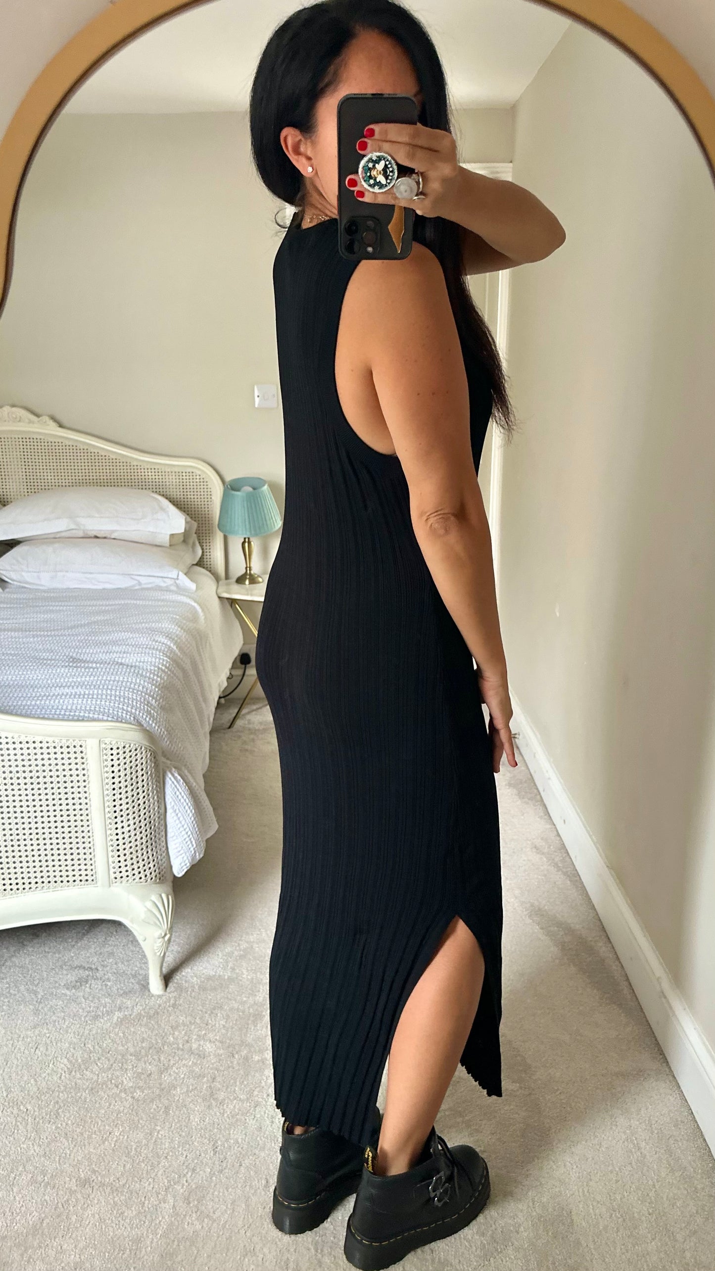 Nobody’s Child black ribbed knitted maxi long dress extra large UK 14 new bnwot w25