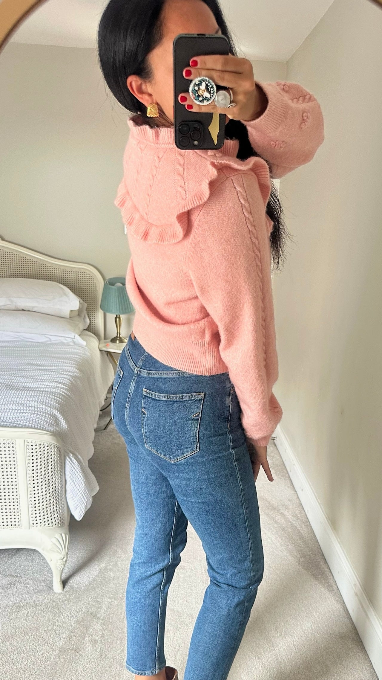 & other stories soft pink rose knitted wool blend jumper vintage look medium UK 10-12 vgc w25