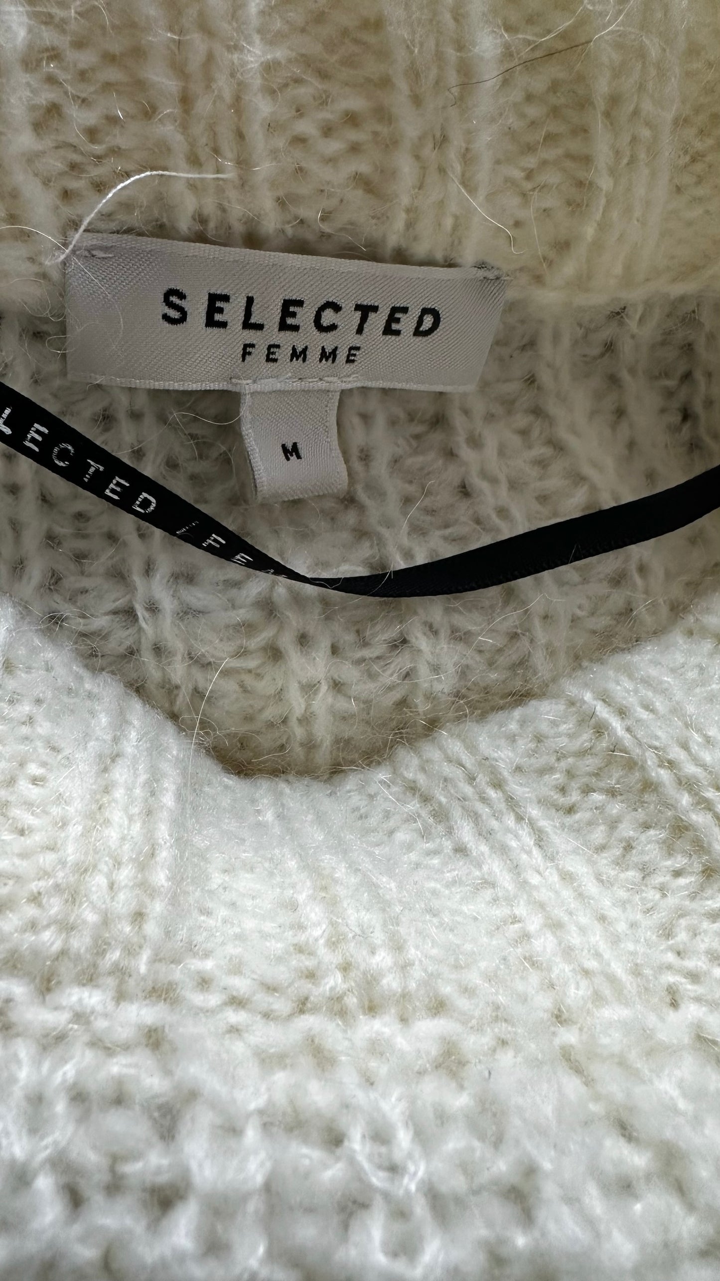 Selected femme white cream alpaca blend knitted jumper large L UK 12