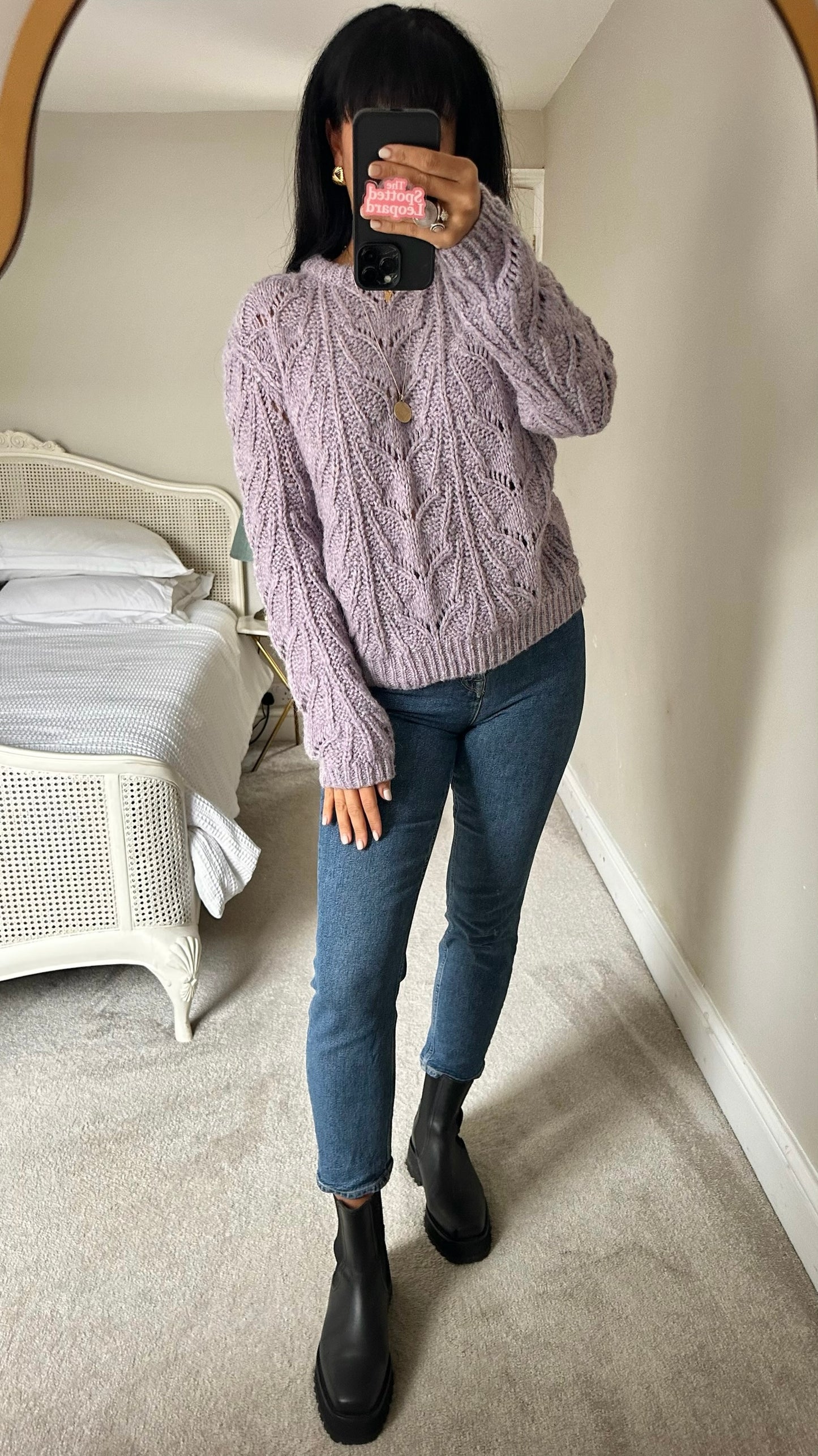 Nine Savannah Miller lilac mohair alpaca wool blend knit jumper large L UK 12 excellent used condition