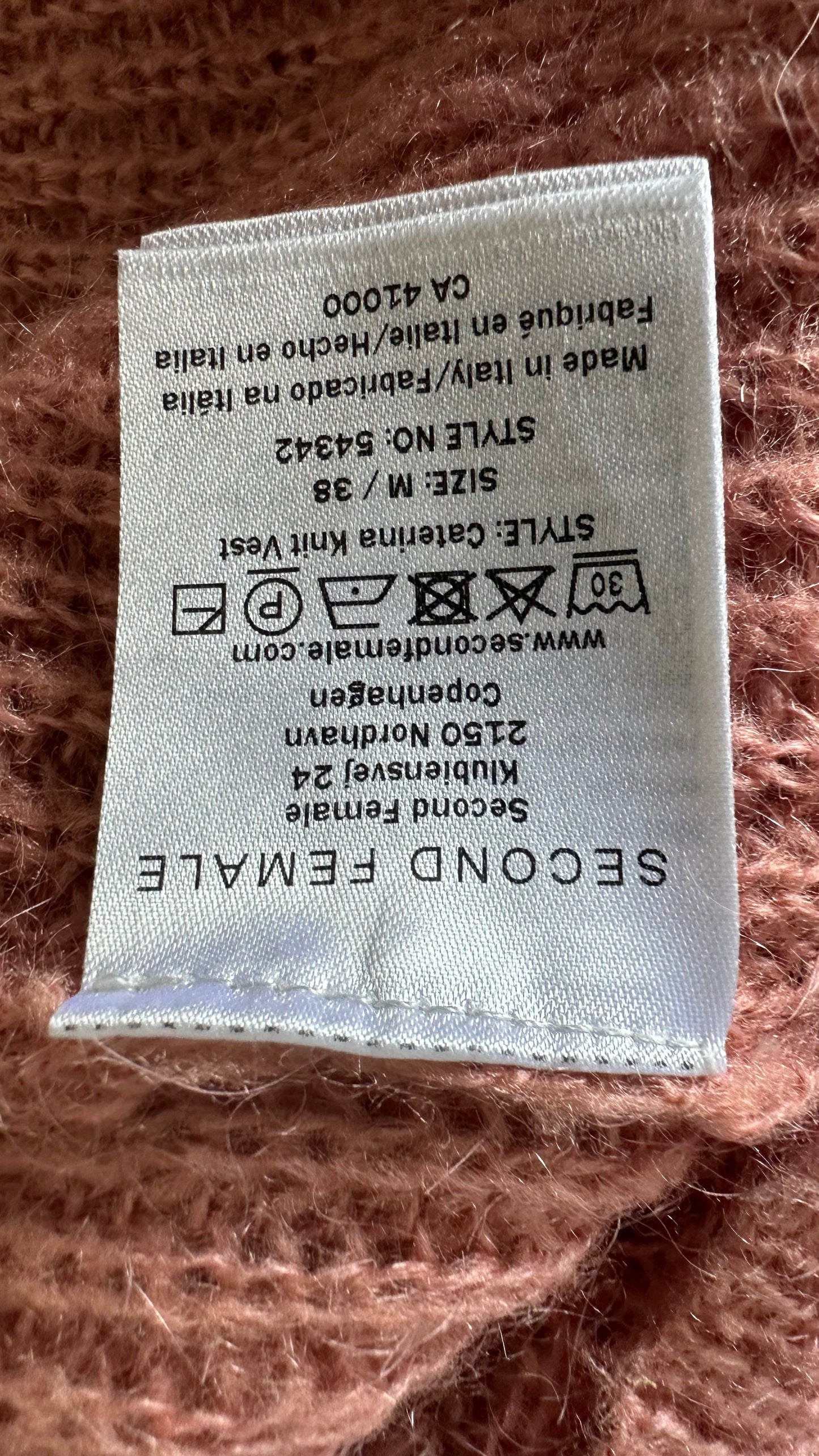 Second Female Copenhagen rust pink caramel mohair wool blend tank top jumper large UK 12 vgc
