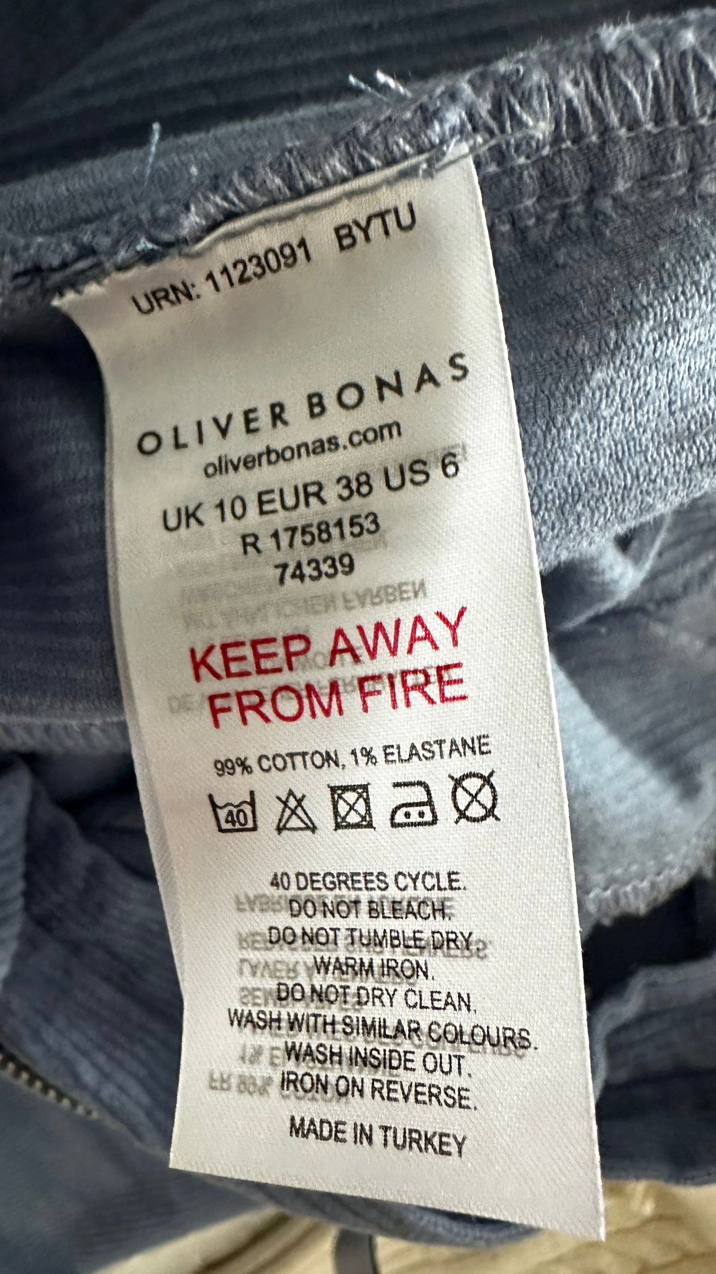 Oliver bonas light blue corduroy jumpsuit boiler suit medium UK 10-12 vgc