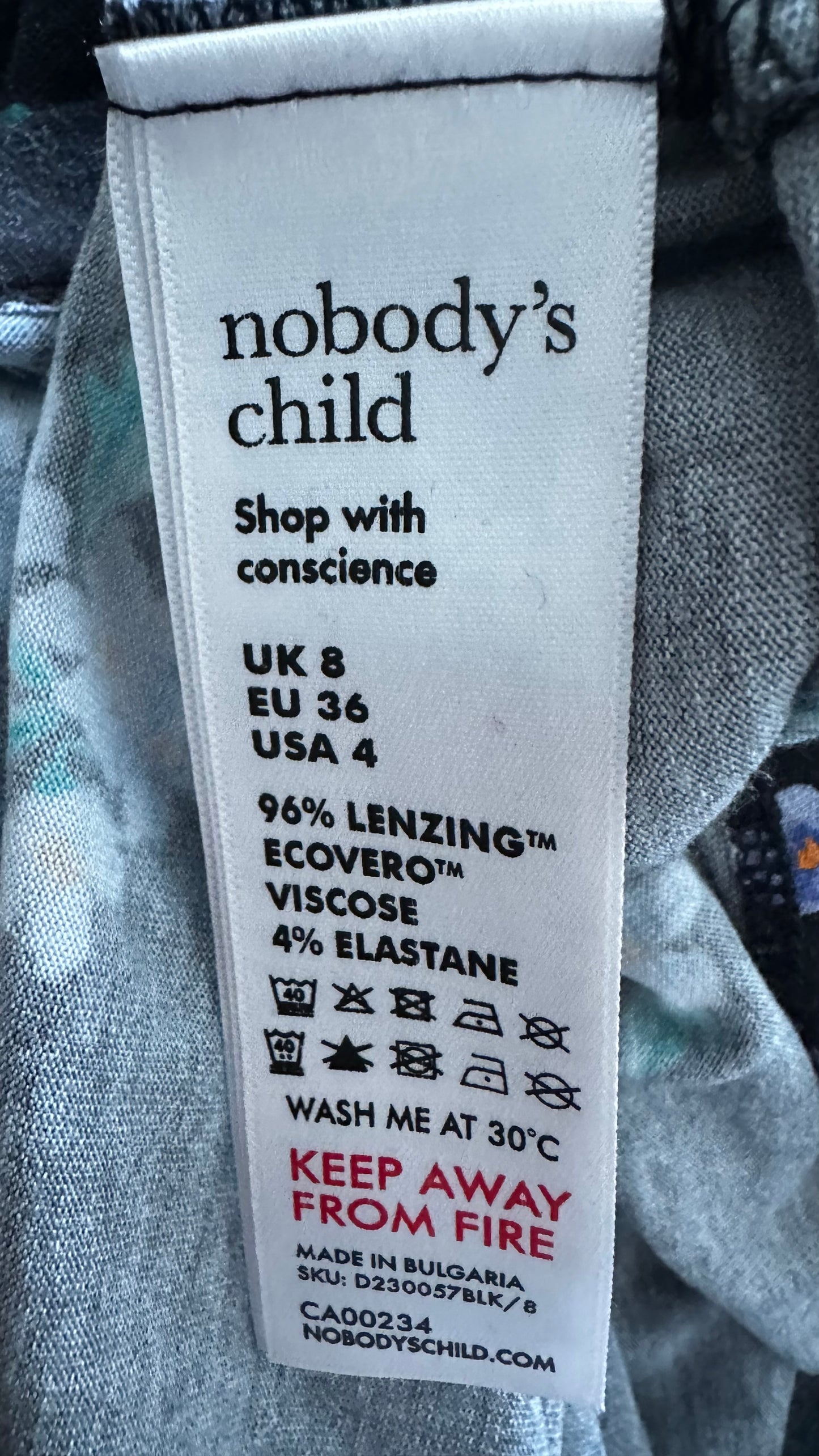 Nobody’s Child black blue lilac floral midi long dress small UK 8 jersey stretch vgc