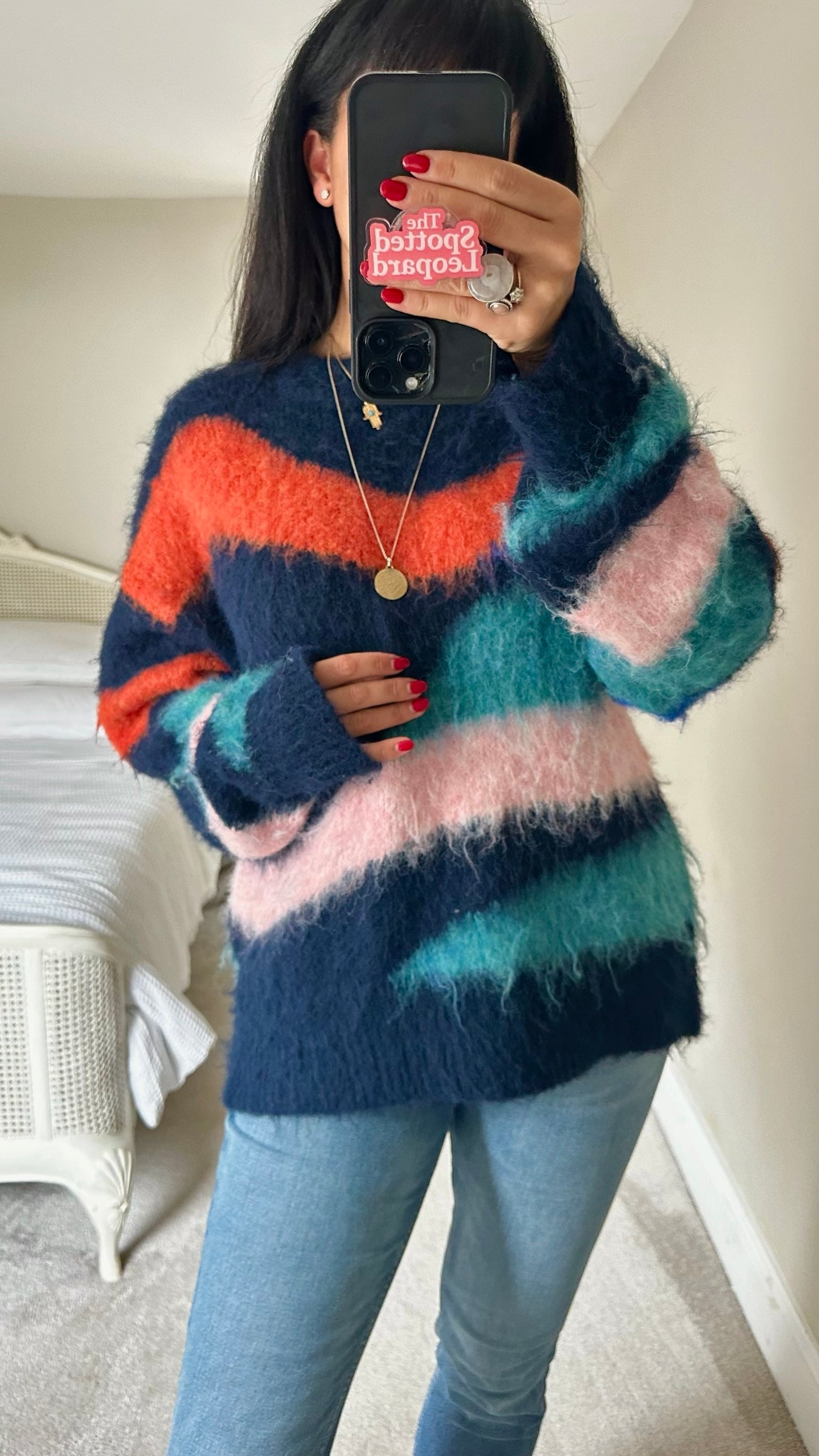 Zara navy blue wool blend oversized knitted jumper medium UK 10-12 vgc