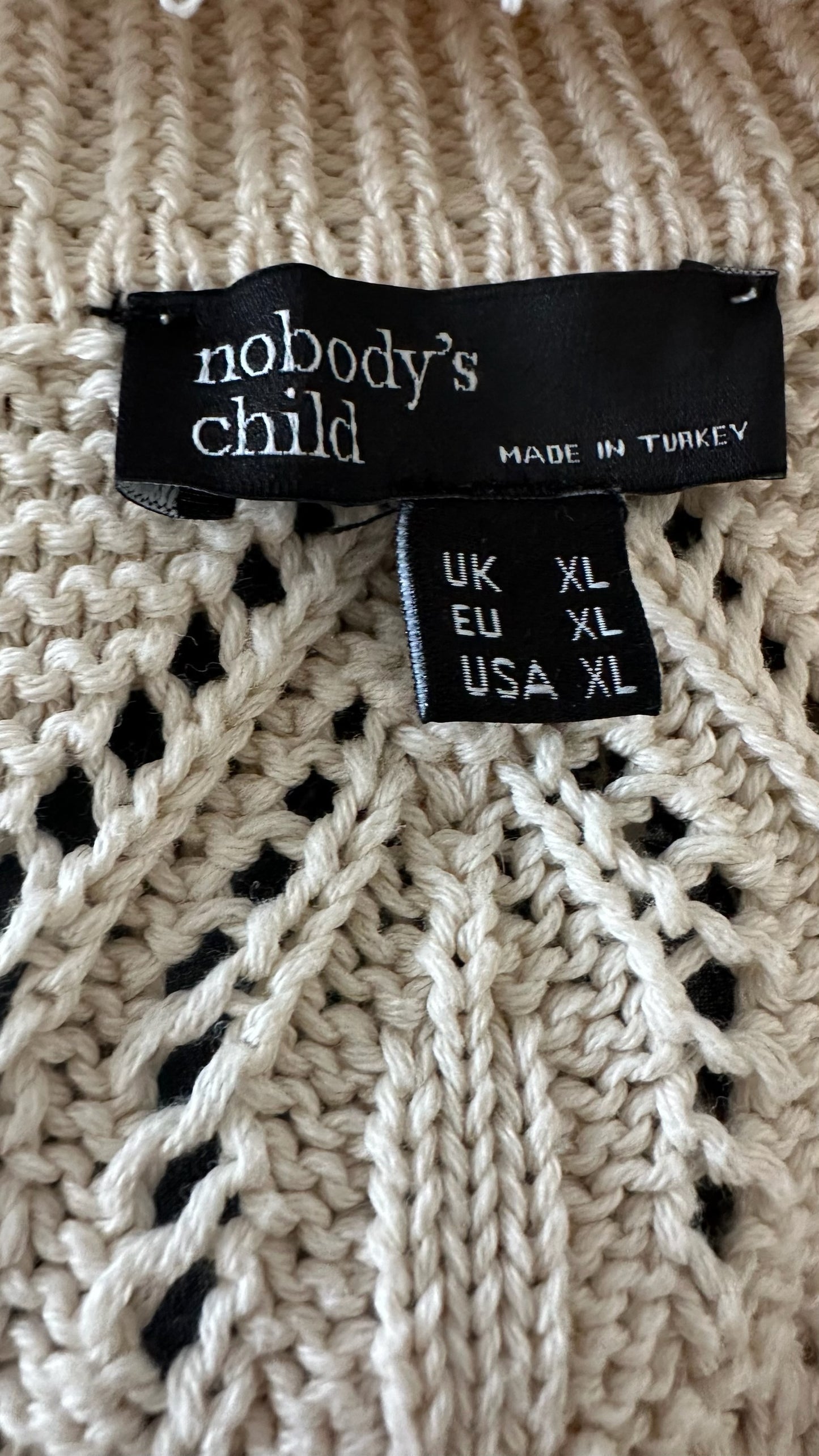 Nobody's child cream crochet knitted jumper extra large UK 16 vgc w25