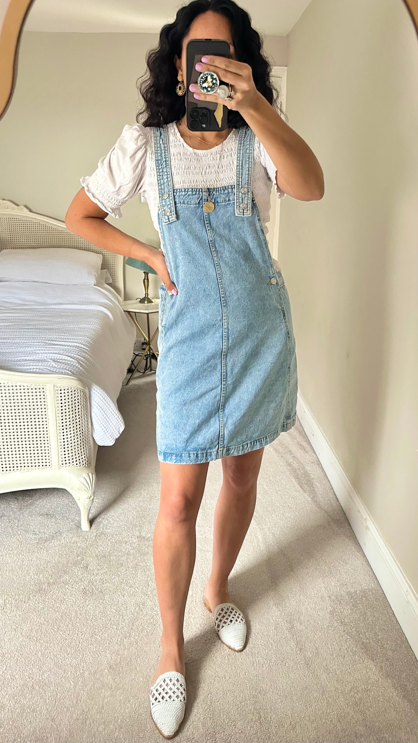 Mango light blue denim jean dress mini casual medium UK 10 12 vgc