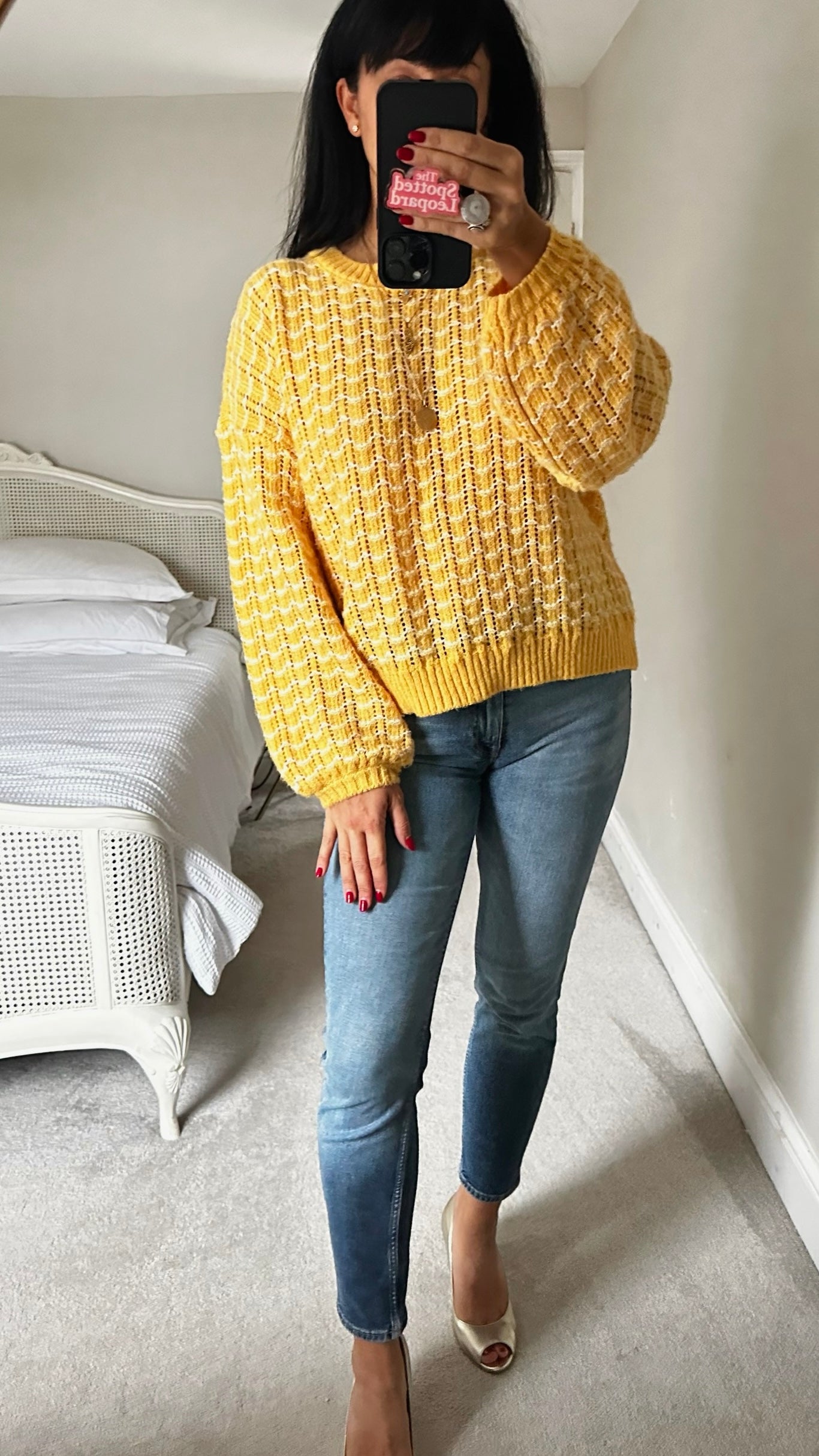 Oliver bonas yellow lemon knitted jumper large UK 12-14 vgc