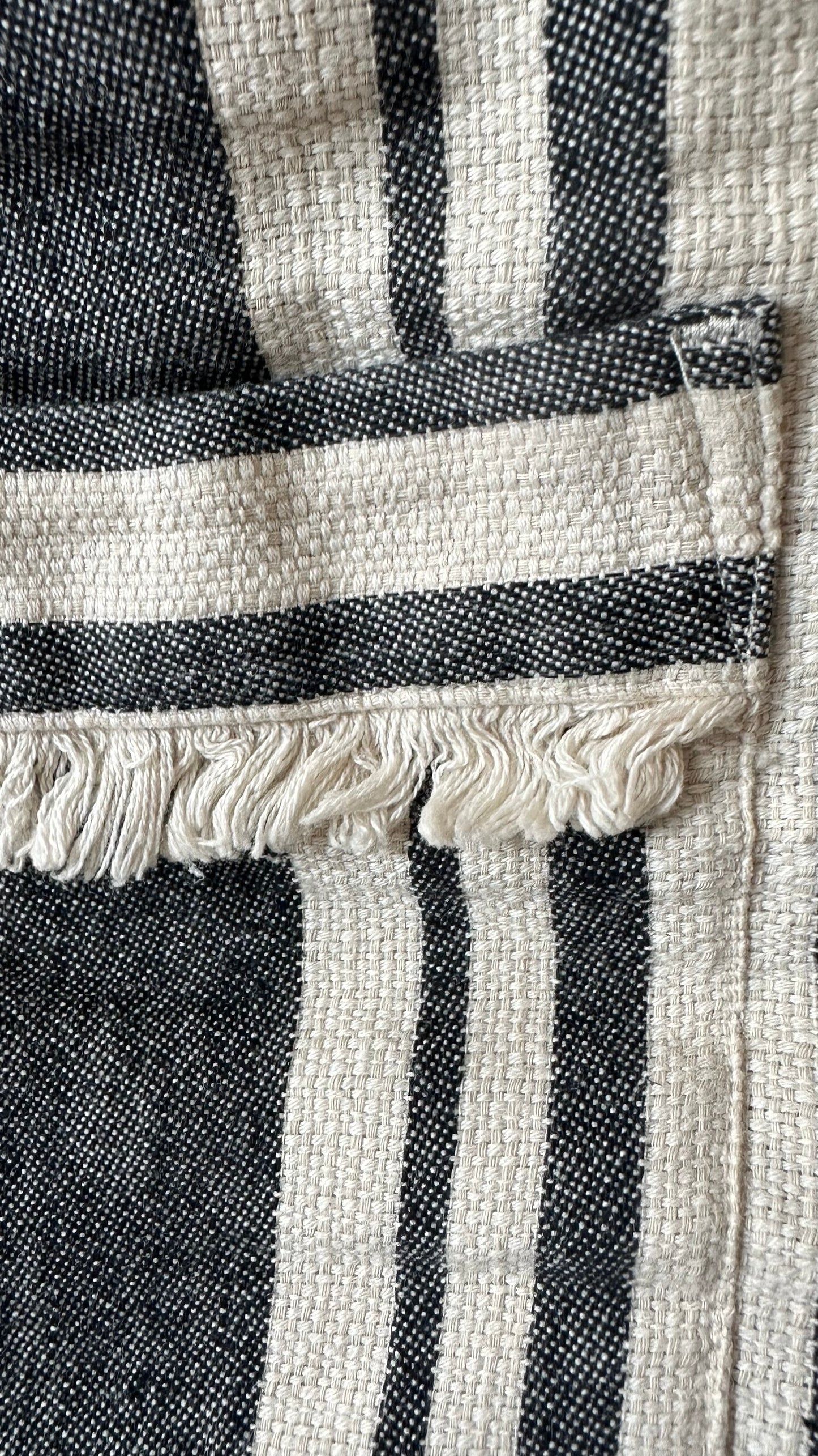 Whistles cream beige grey stripe linen blend mini holiday dress medium M UK 10 vgc
