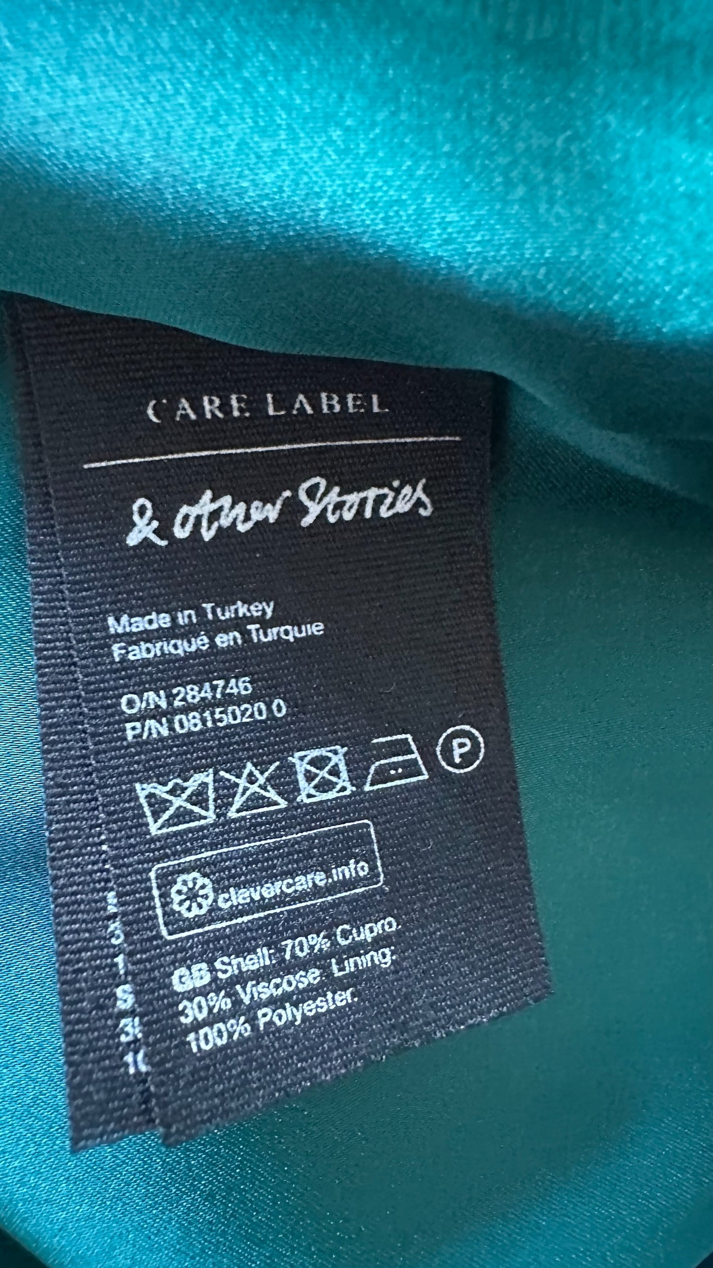 & other stories teal satin wrap mini event dress large UK 12 vgc