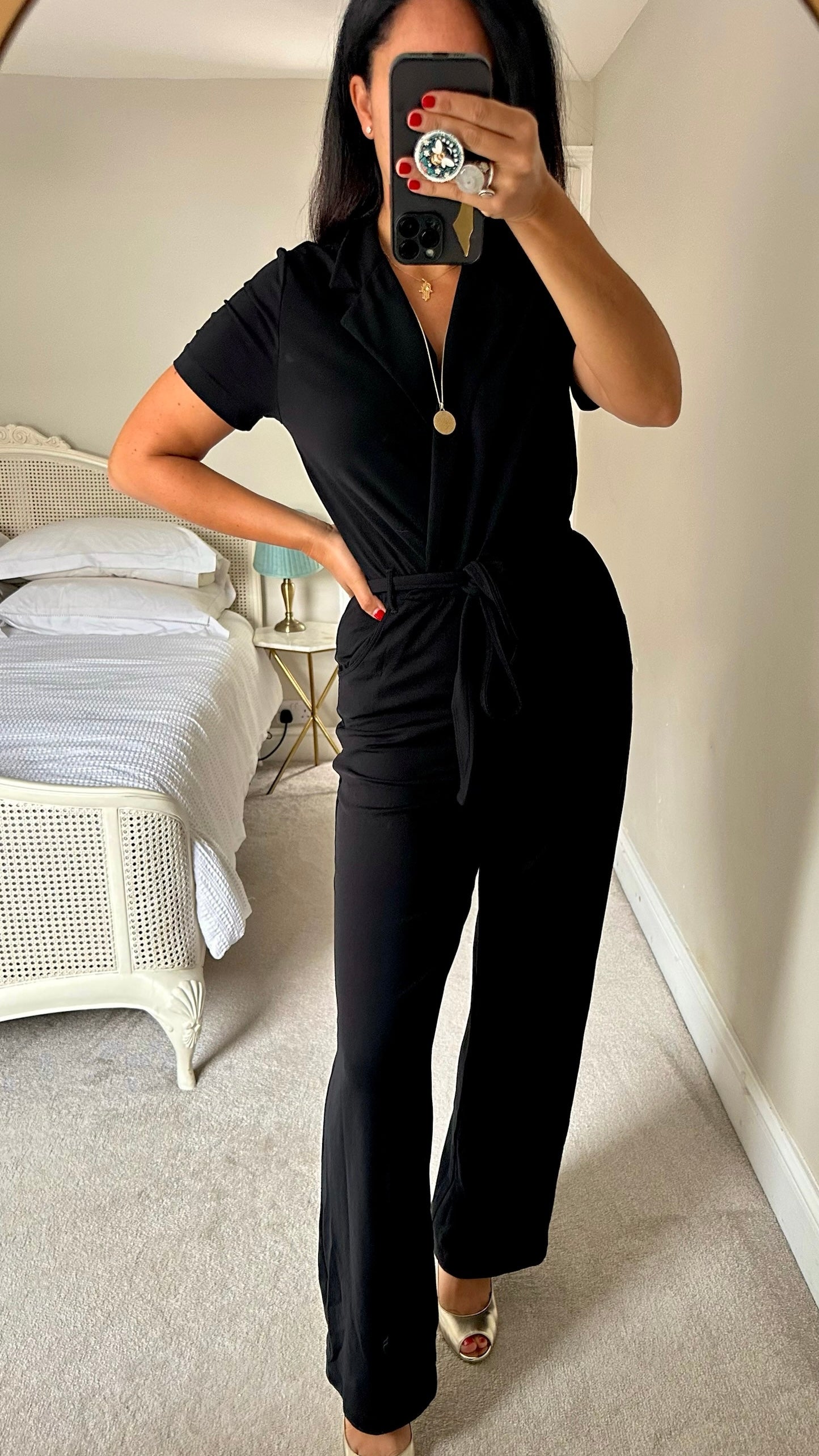 & other stories black playsuit jumpsuit medium UK 10-12 vgc w25