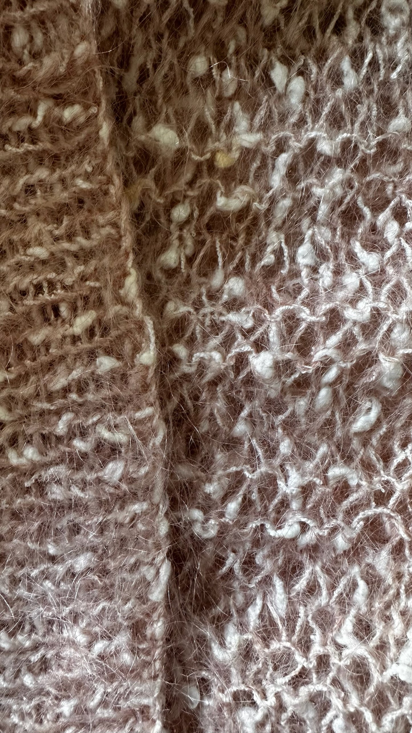 Vintage soft dusky pink knitted cardigan wool mohair blend handmade UK 10-12 vgc XMS25