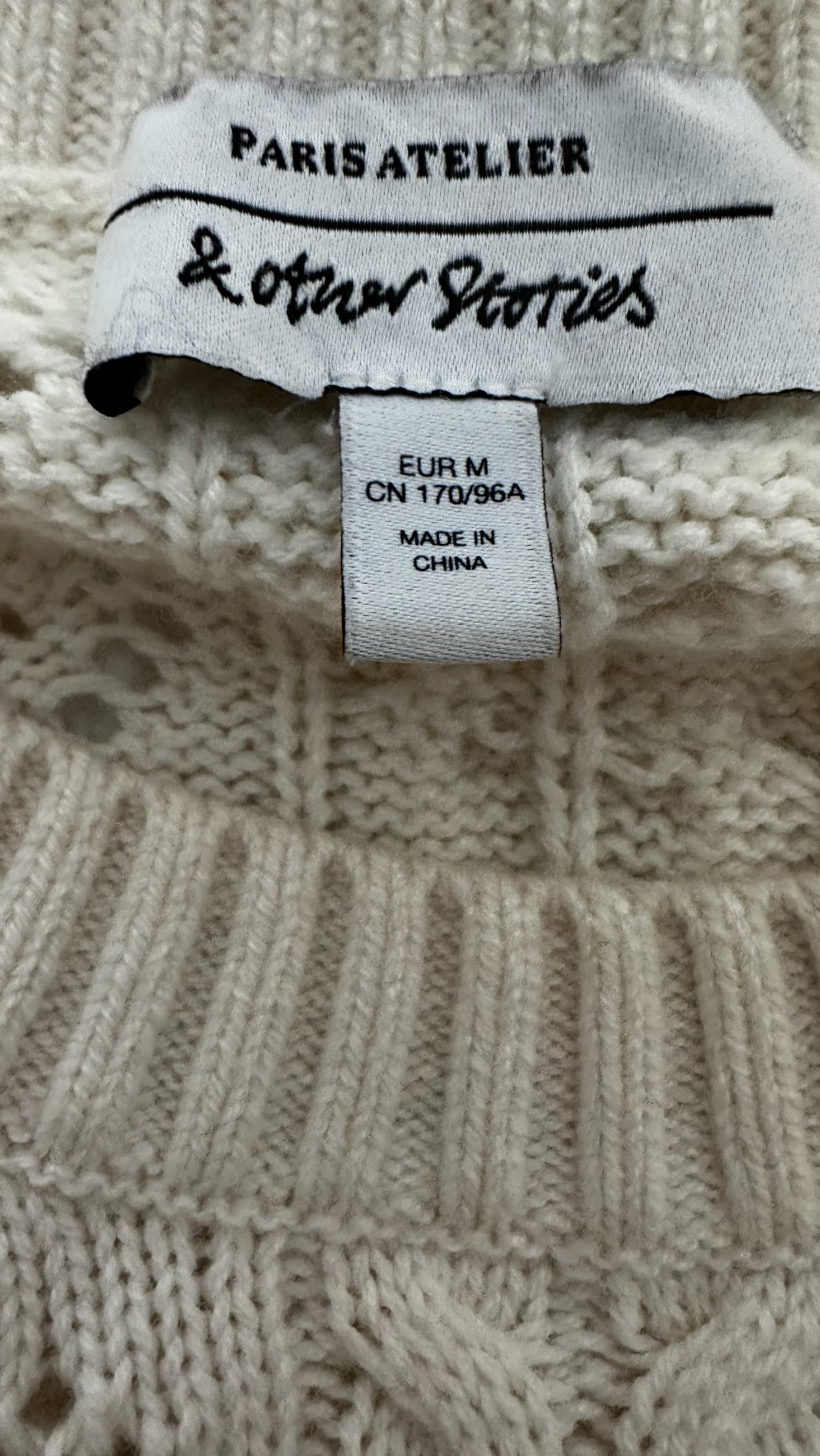 & other stories cream cable knit jumper dress large UK 12 vgc