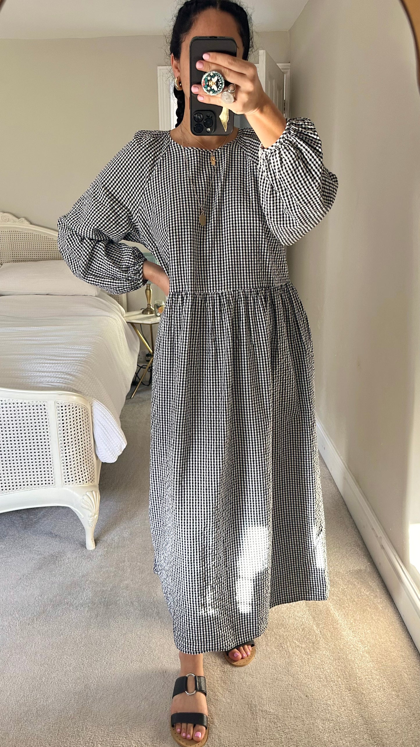 Nobody’s Child black white gingham check dress extra large UK 14 vgc
