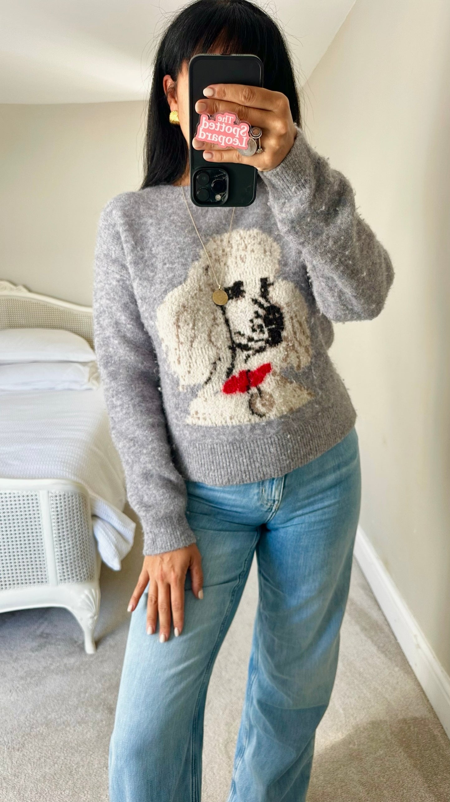 &Other stories grey alpaca blend poodle dog print jumper small S 8-10 excellent used condition