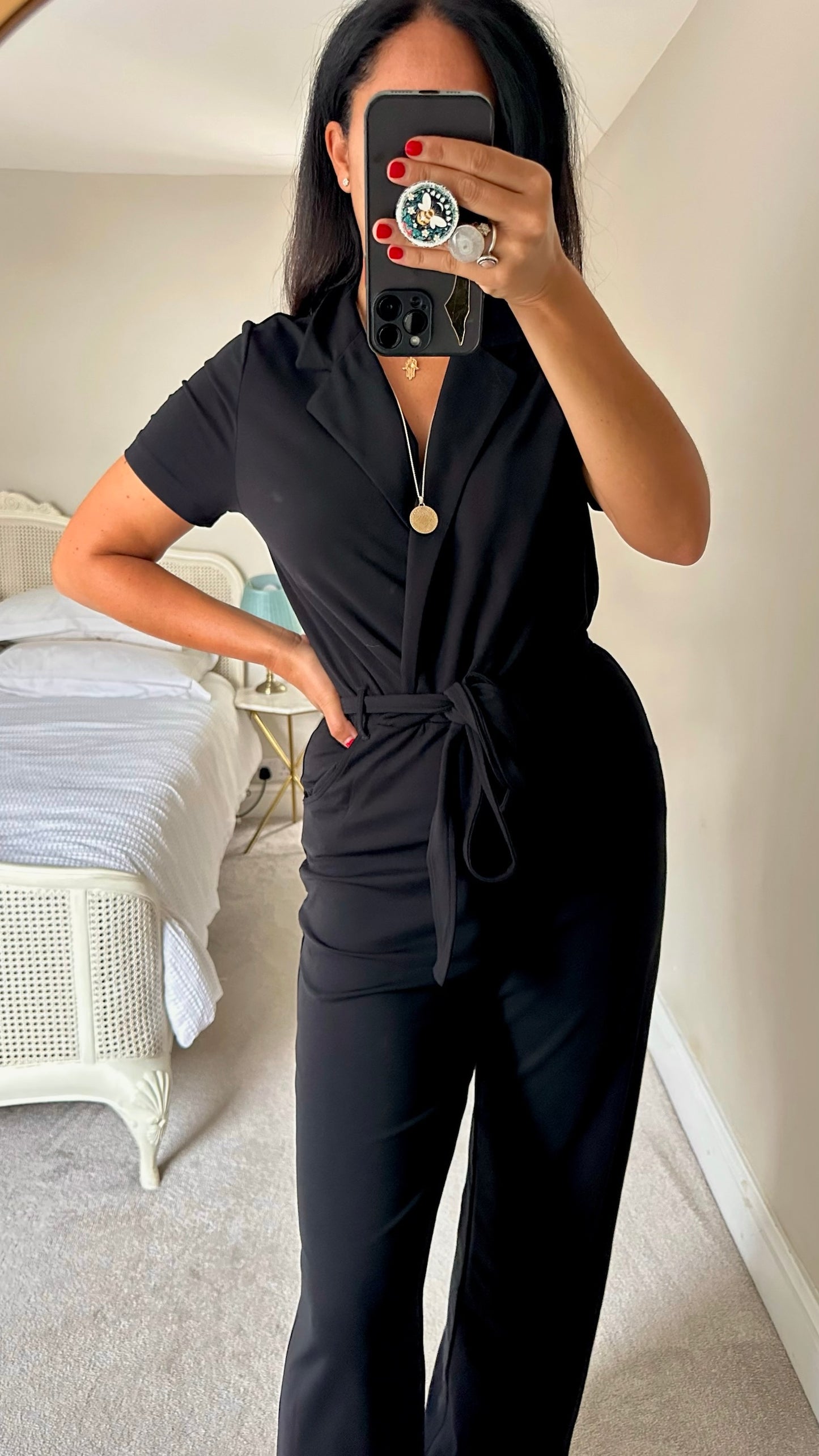 & other stories black playsuit jumpsuit medium UK 10-12 vgc w25