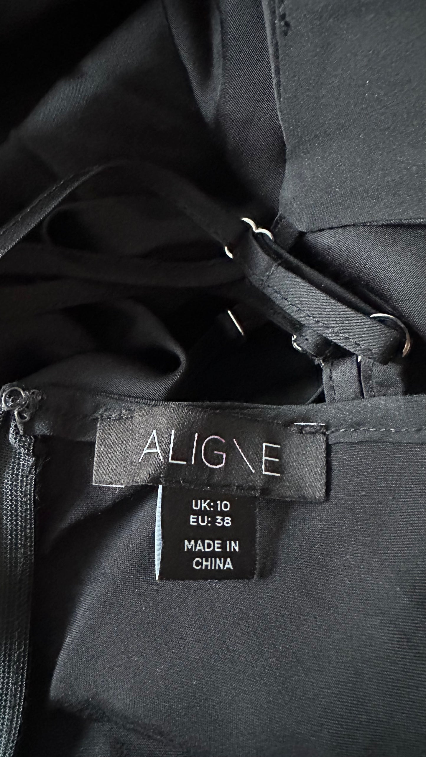 Aligne @ Anthropologie black cut out maxi slip event dress medium UK 10 vgc