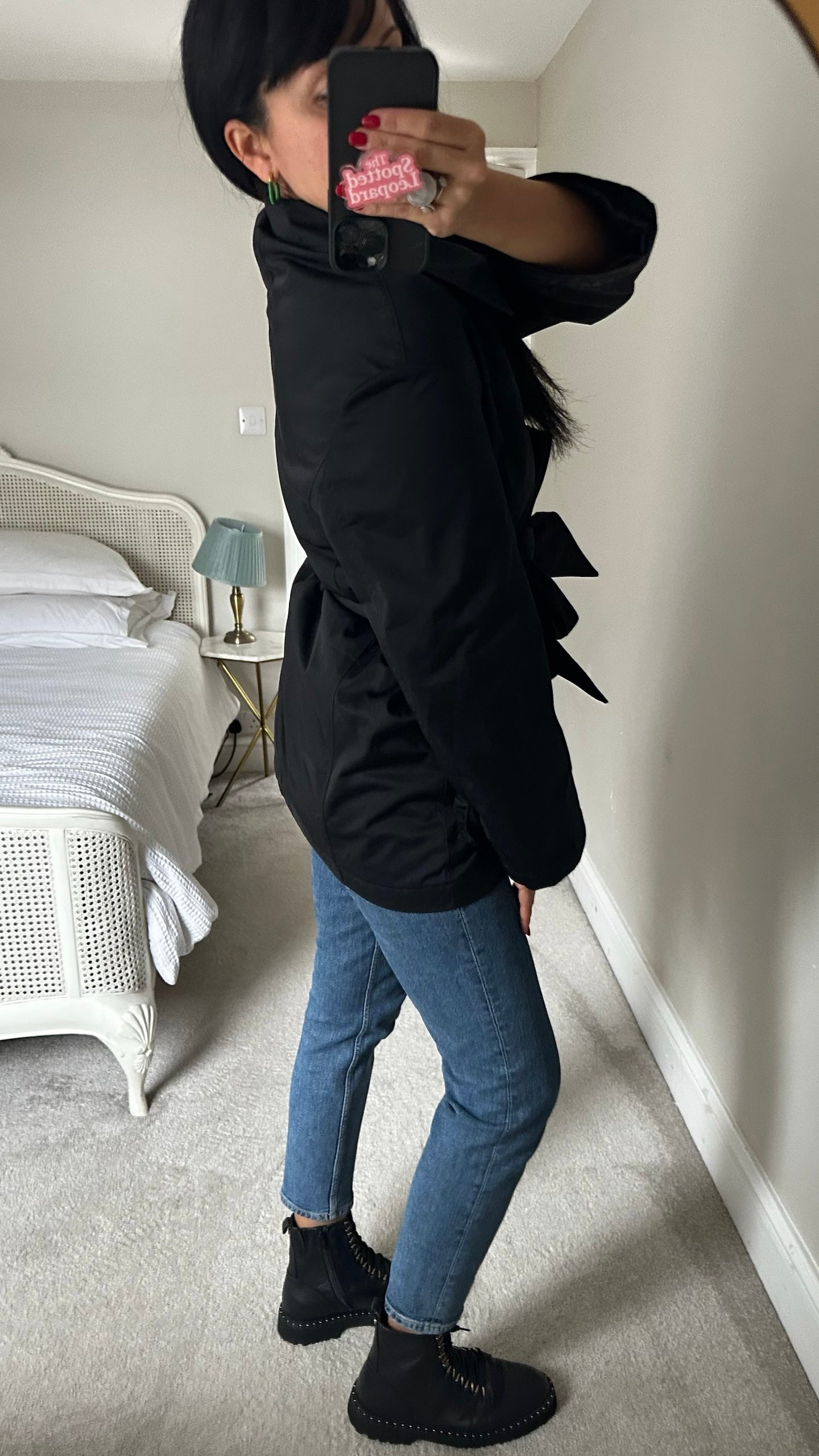 & other stories black raincoat trench style jacket small UK 8 vgc