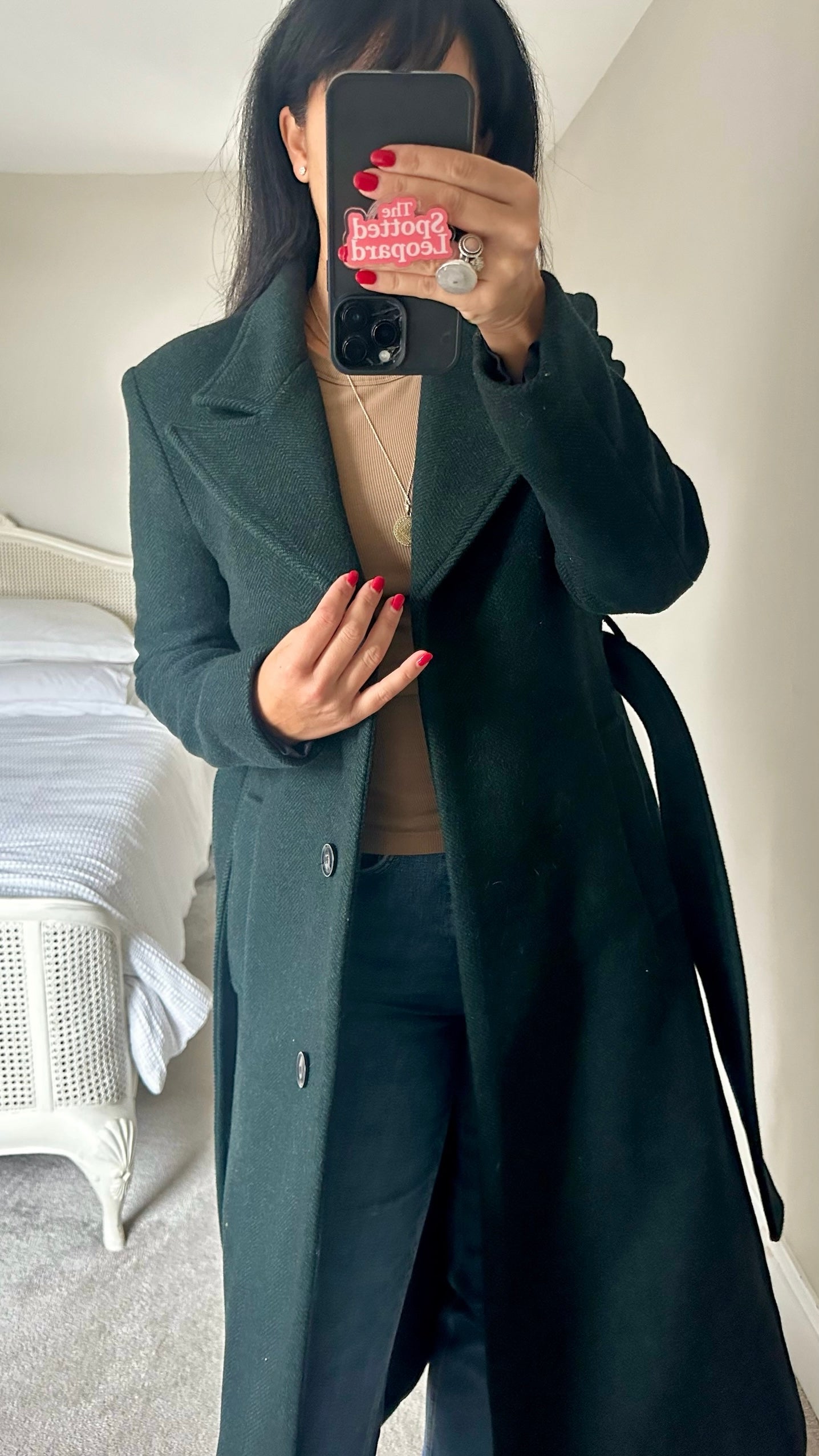 & other stories dark forest green wool blend coat small UK 8 vgc