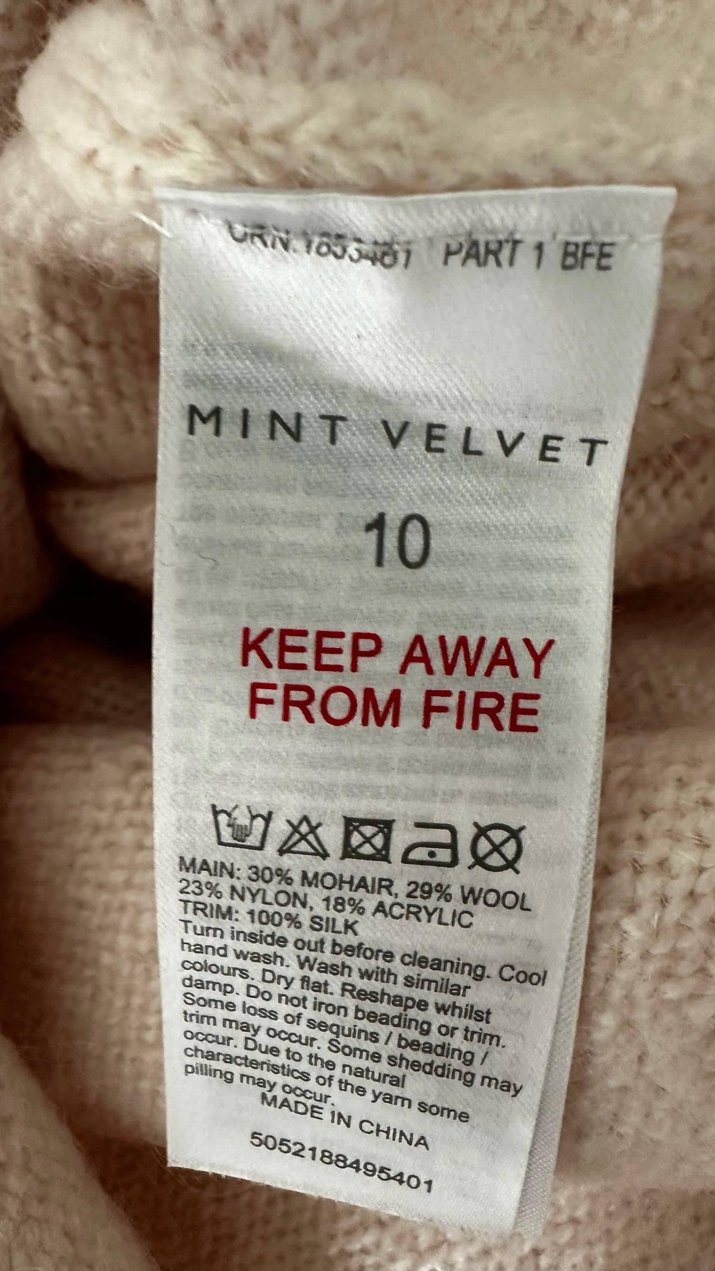 Mint velvet soft pink sequin mohair blend knitted jumper medium M UK 10