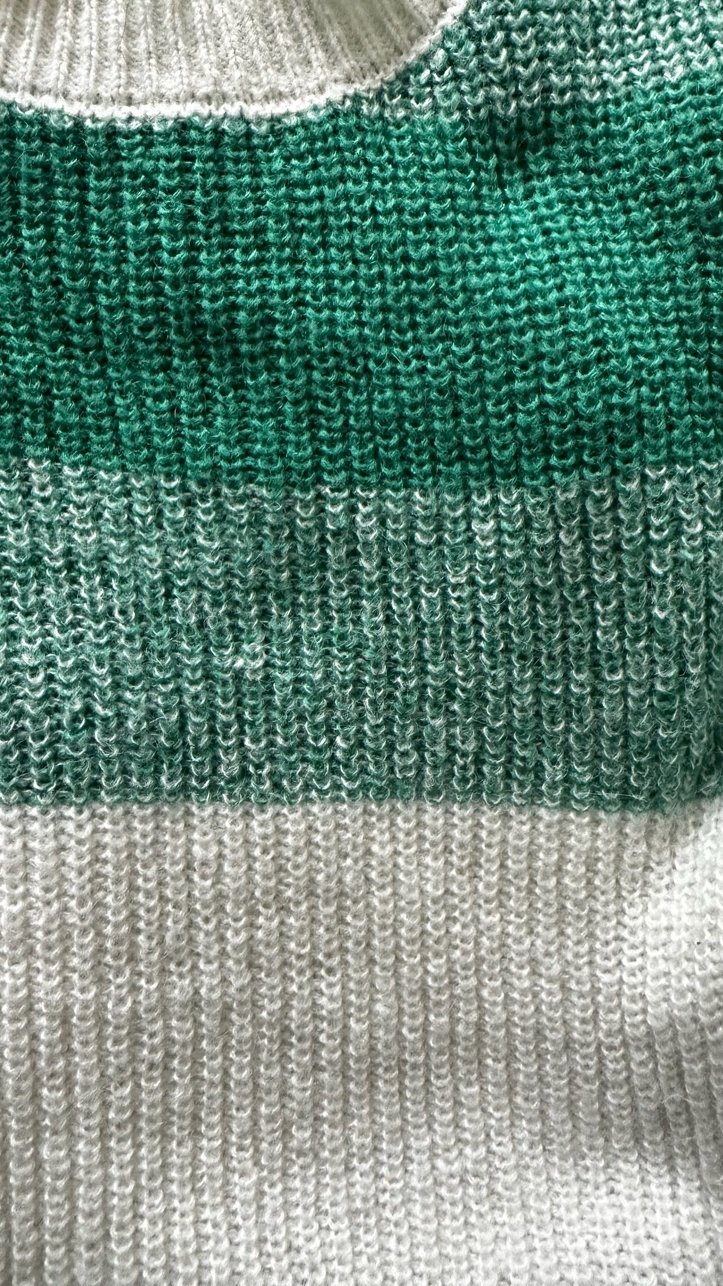 La Petite Etoile @ Anthropologie green white mohair wool blend knitted jumper medium UK 10 vgc