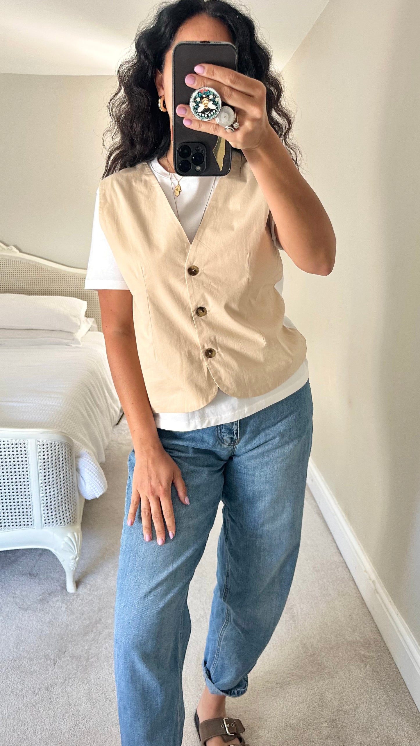 Zara cream white casual top waistcoat small UK 8 10 vgc
