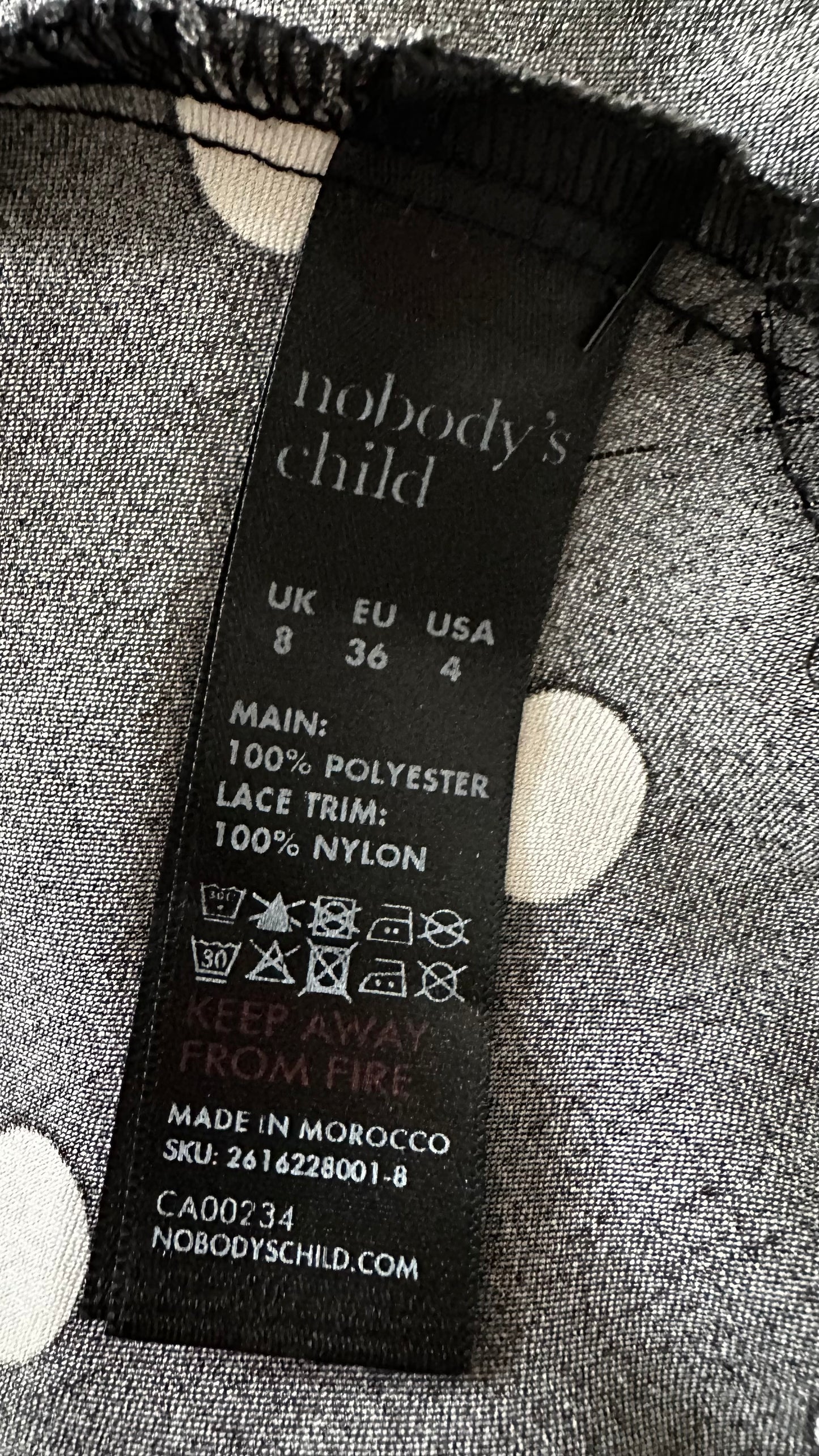 Nobody’s Child black cream polka dot midi dress small UK 8 new bnwt
