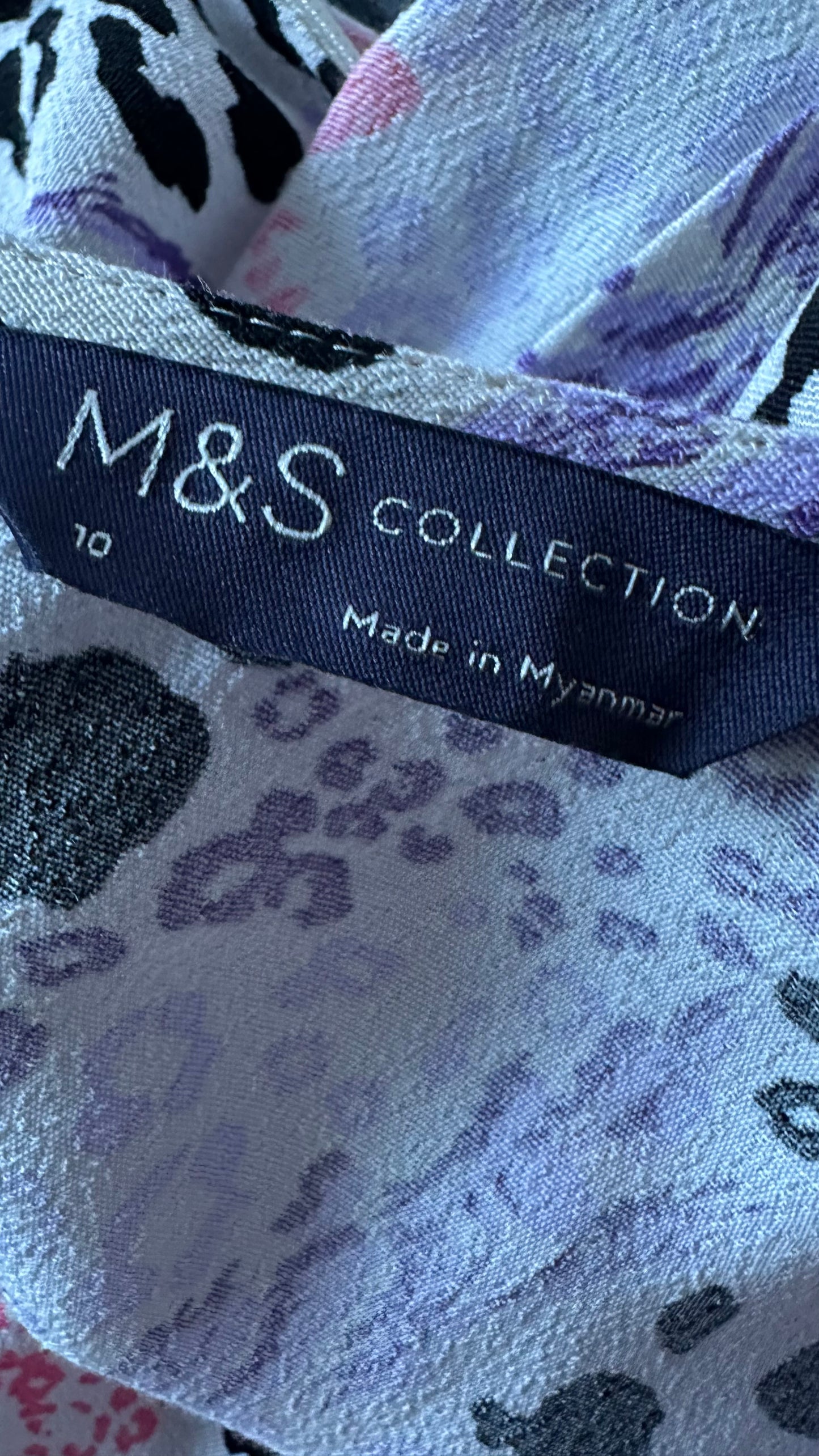 Marks & Spencer lilac cream pink leopard print maxi midi dress medium UK 10
